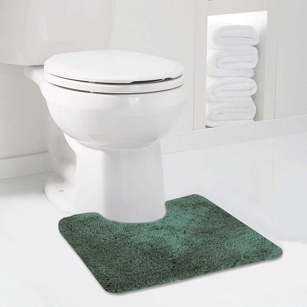Walensee Bathroom Contour Rug (20X24, Hunter Green) Non Slip Bath Mat For Bathroom Water Absorbent Soft Microfiber Shaggy Bathro