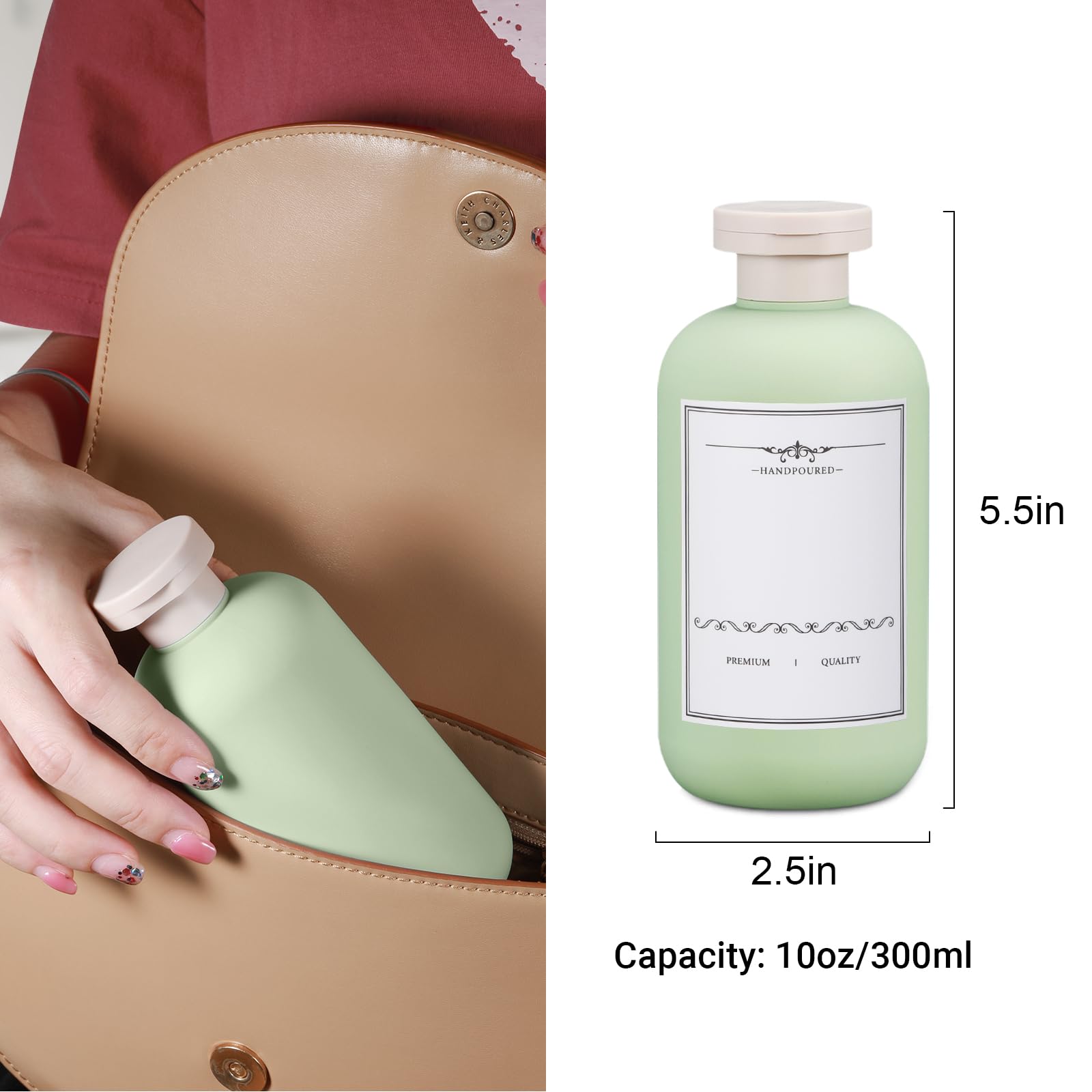 Umetass 10Oz Travel Shampoo Bottle, Empty Plastic Squeeze Bottles With Flip Cap, Lotion Container For Toiletries Travel Size Sha