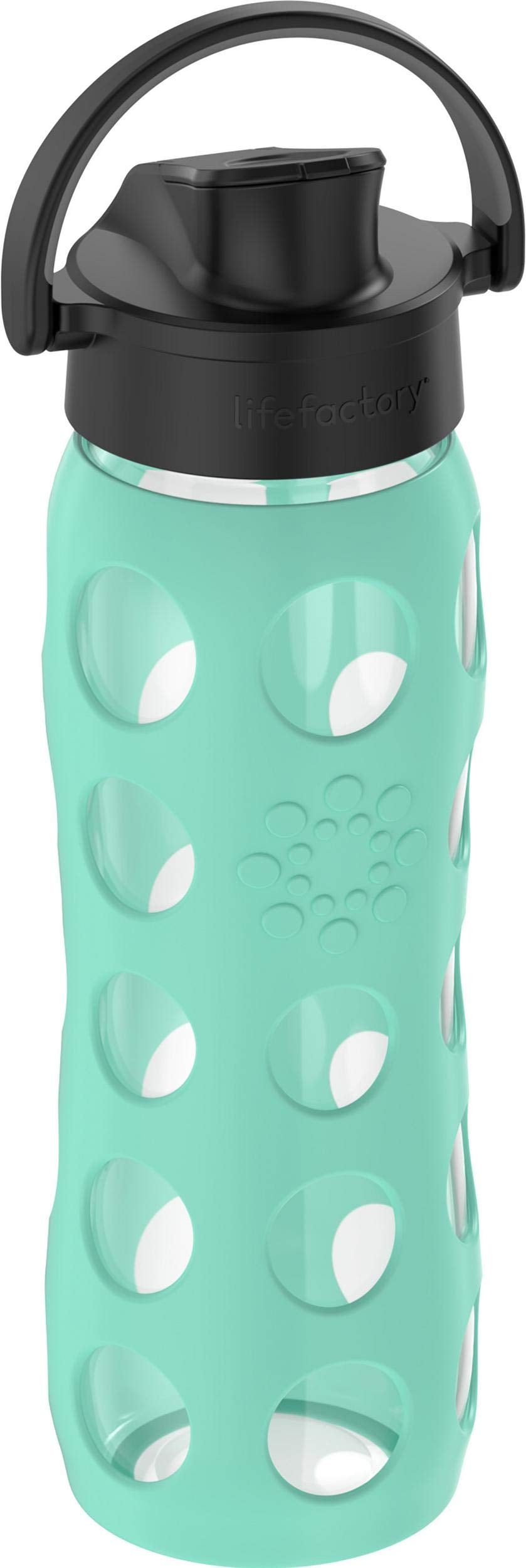 Lifefactory 22-Ounce Glass Water Bottle With Active Flip Cap And Protective Silicone Sleeve, Sea Green