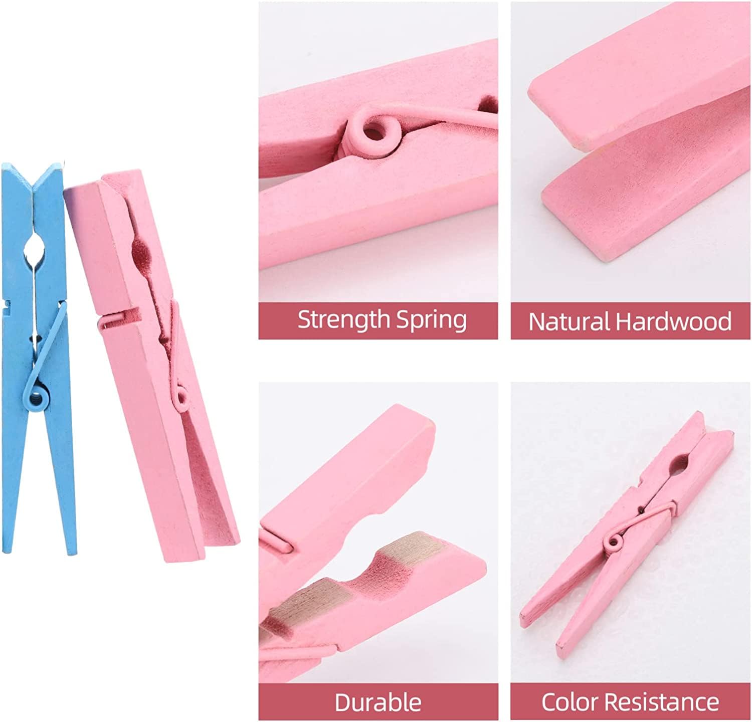 200pcs Colored Clothespins Wooden Clothes Pins  Wood Clips for Crafts Pictures Classroom Photos  3inch  Random Colors