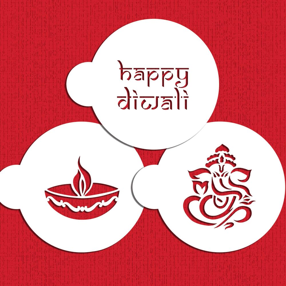 Happy Diwali Cookie Stencil Set By Designer Stencils