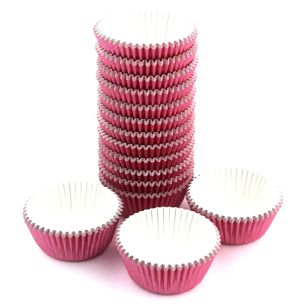Eoonfirst Mini Foil Cupcake Liners Thanksgiving Muffin Paper Baking Cups 300 Pcs (Pink)