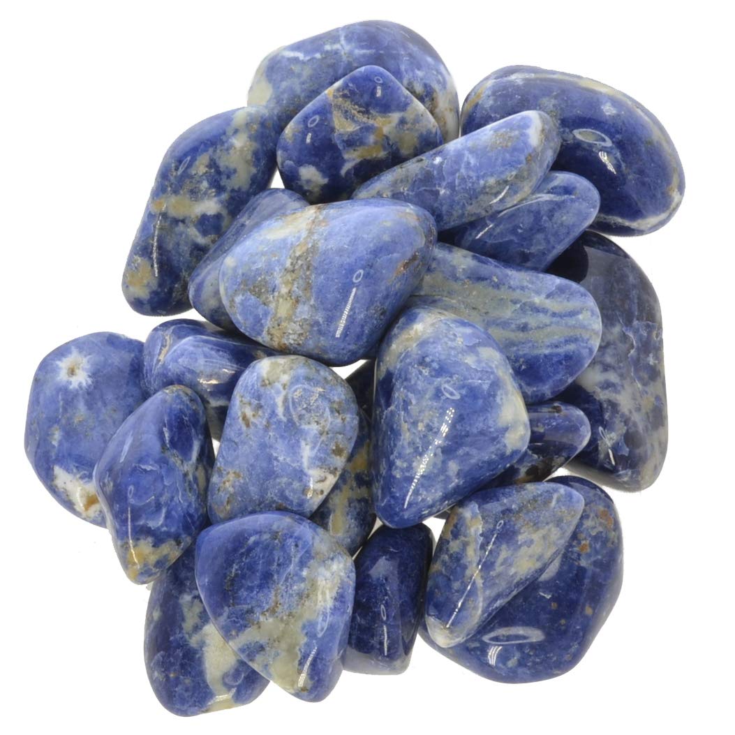 Hypnotic Gems Materials: 1 lb Sodalite Tumbled Stones - Grade 2 - Medium - 1 to 1.5 Avg. - Bulk Natural Rocks Polished Gemstone 