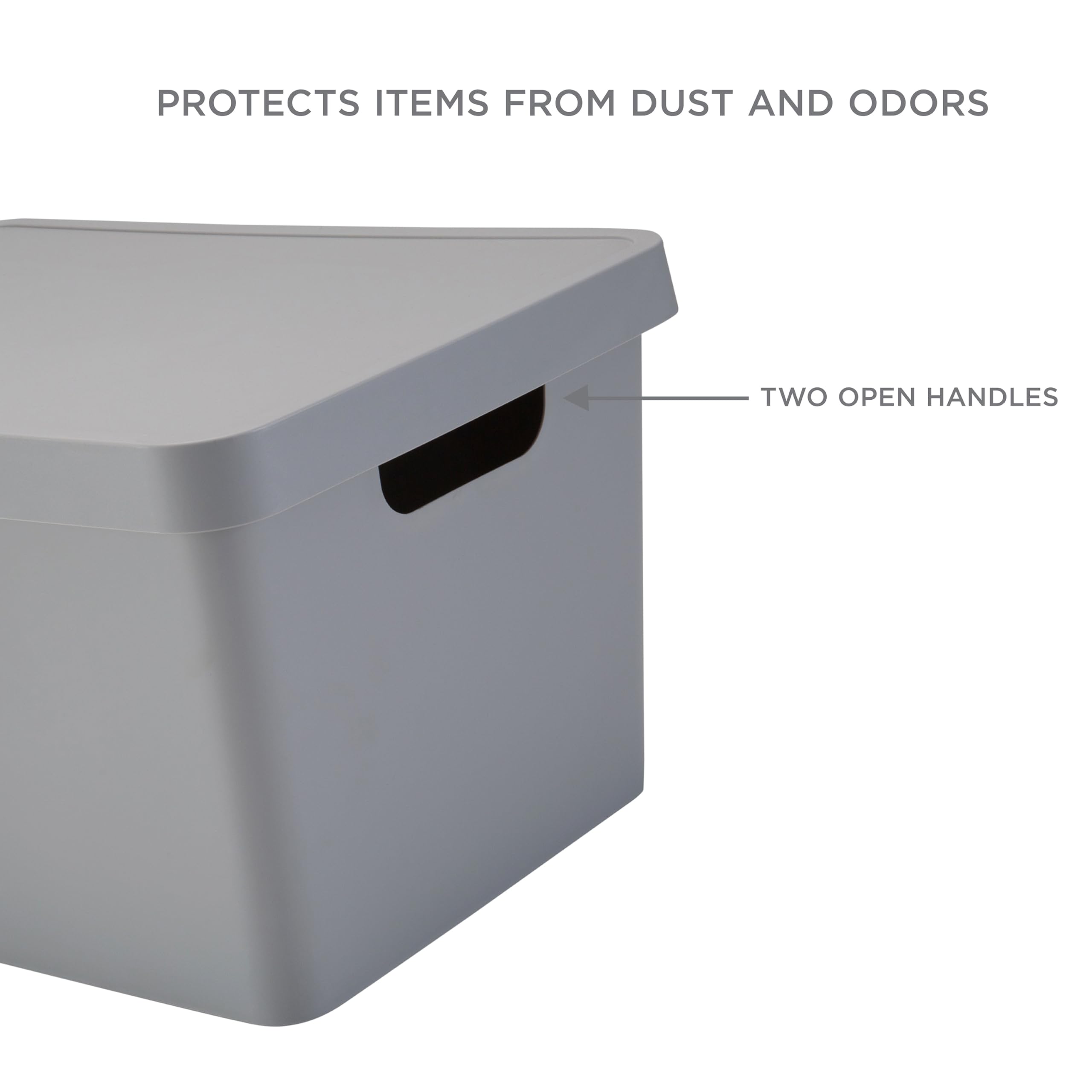 Simplify Large Vinto Storage Box  Click Tight Lid  Stackable  Home Organization  Bathroom  Accessories  Toys  Closet  2 Handles  Grey