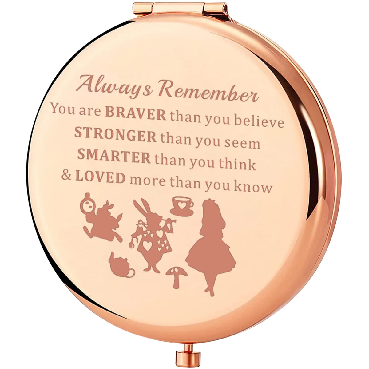 Keychin Princess Pocket Mirror Fairy Tales Gift Always Remember You Are Braver Stronger Smarter Than You Think Compact Makeup Mi