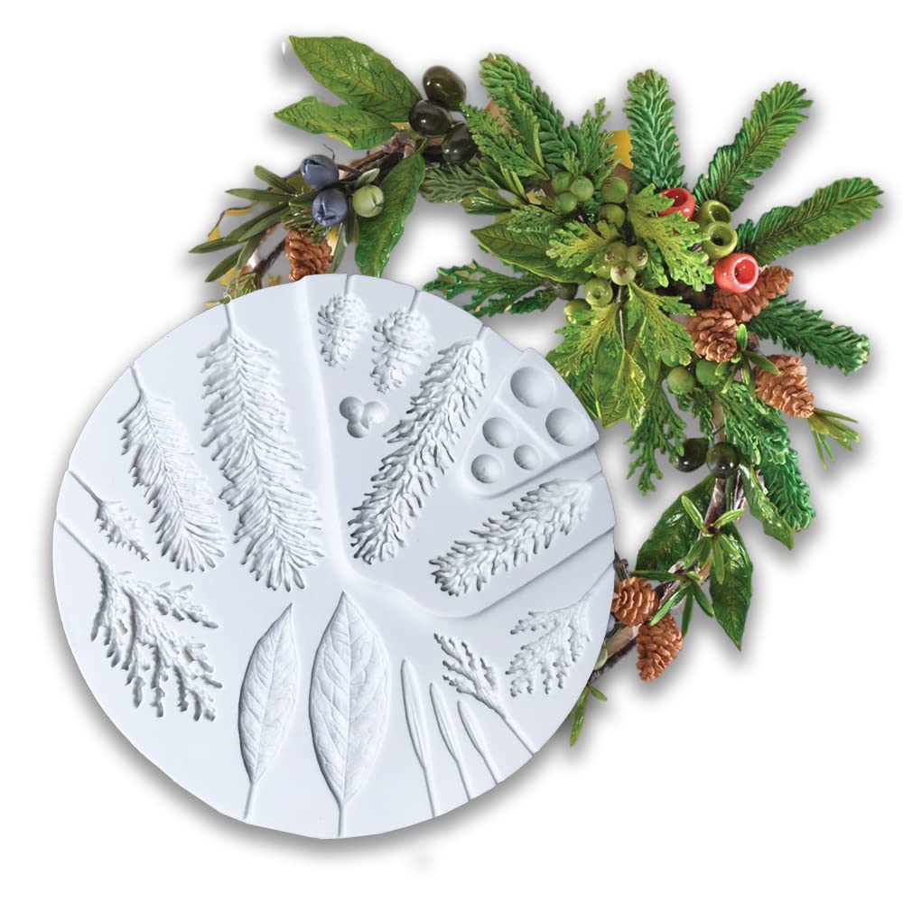 Cestony Christmas Winter Foliage Pine Branches And Cones Silicone Molds For Diy Cake Fondant Biscuit Cookies Soap Sugar Pudding