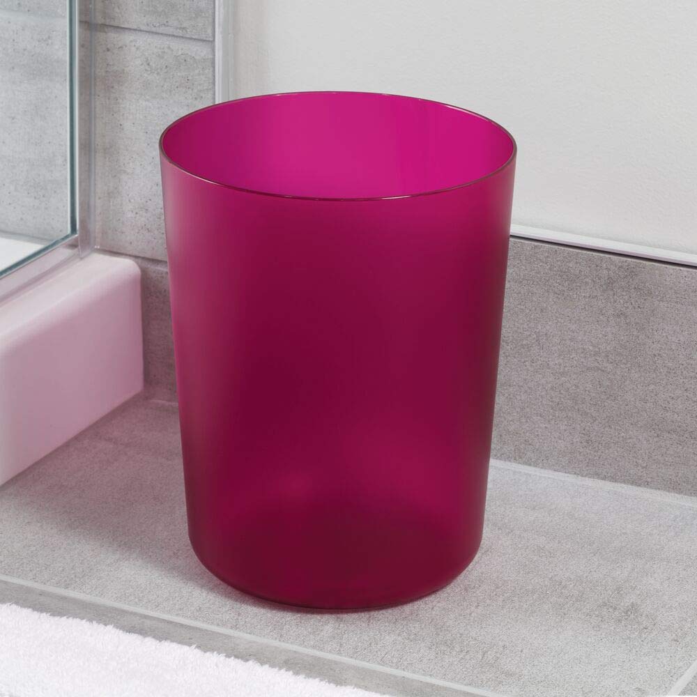 Idesign Round Plastic Trash Can For Bath, Bedroom, Office The Finn Collection -, 7.64'' X 10'', Magenta