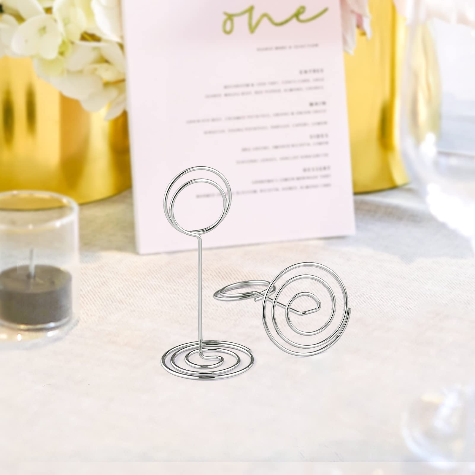 40 Pcs Table Number Holders Place Card Holder, 3.3 Inch Picture Holders For Tables Name Cards Photo Menu Memo Clips Sign, Ideal