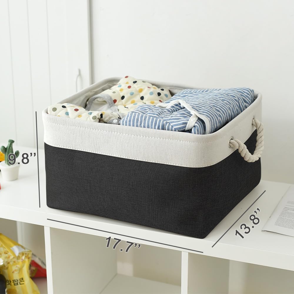 Thewarmhome Organization And Storage Basket For Organizing - Jumbo 3 Pack 17.7X13.8X9.7 Inch Fabric Storage Cubes For Closet Gif