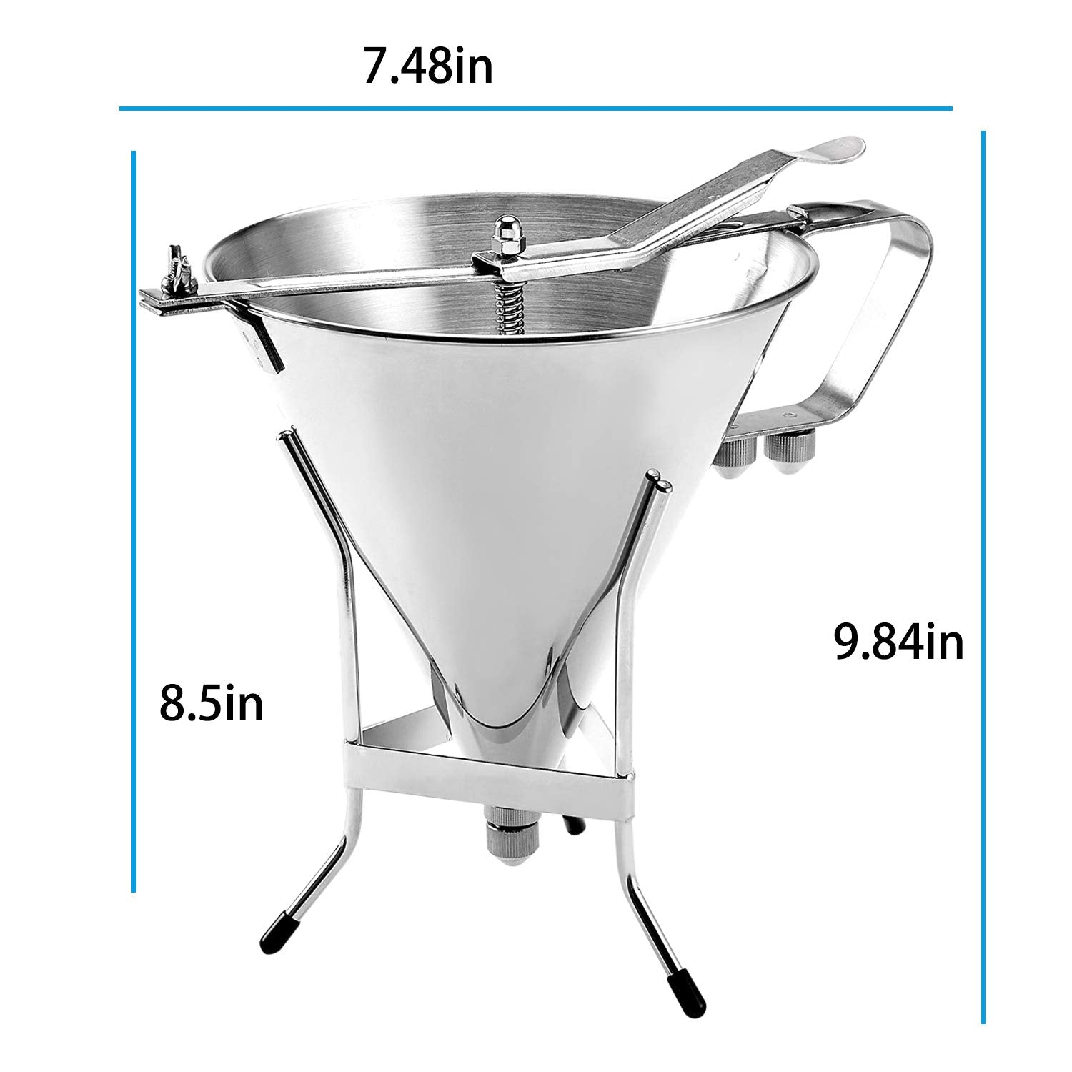 Stainless Steel Confectionery Funnels With Stand And 3 Nozzles, Commercial Grade Cake Decorating Tool Bakery Use, Precise Dispen