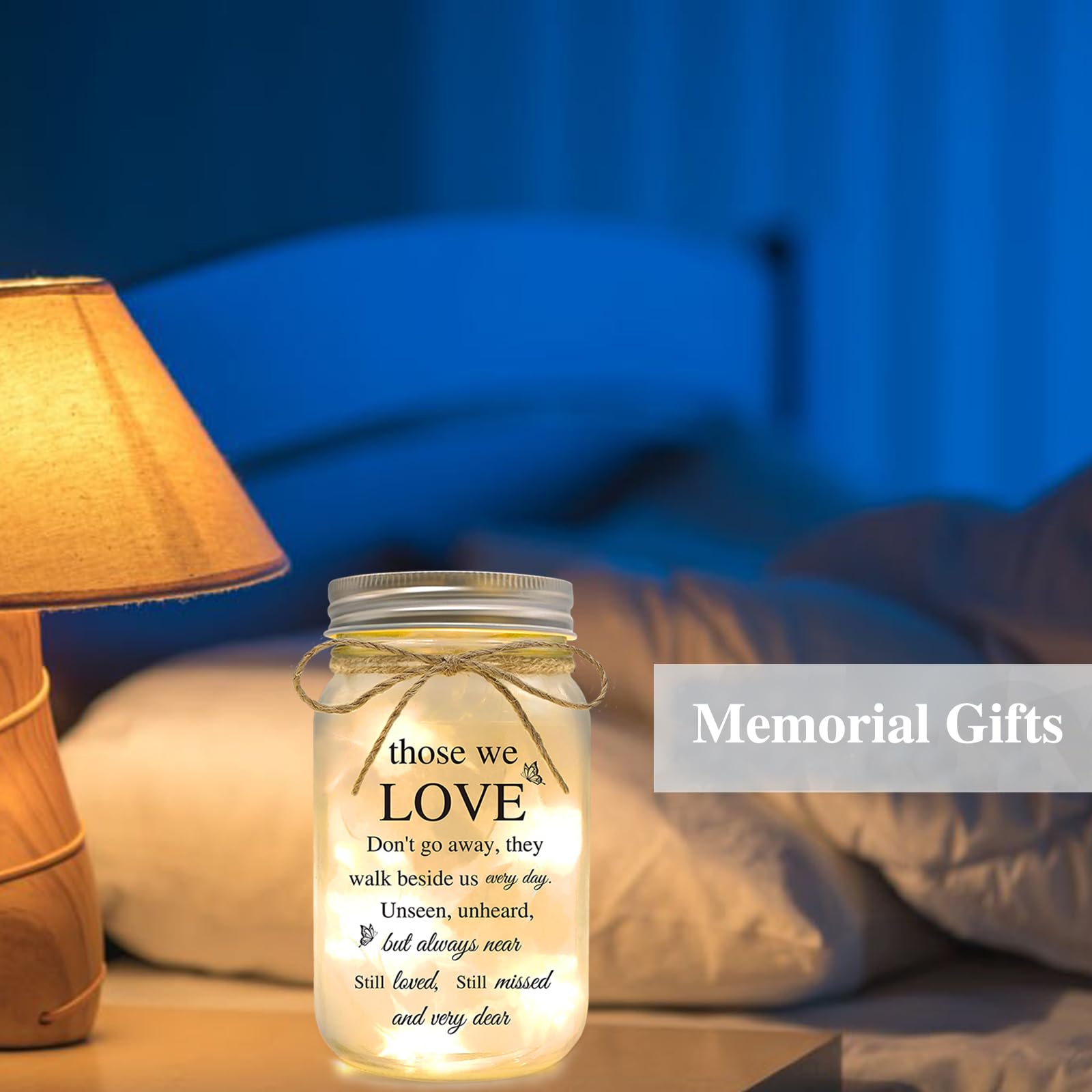 YOISTREVISK Sympathy Gifts for Loss of Loved One, Bereavement Mason Jar Night Lights - Condolence Gift, Memorial Gifts for Mothe