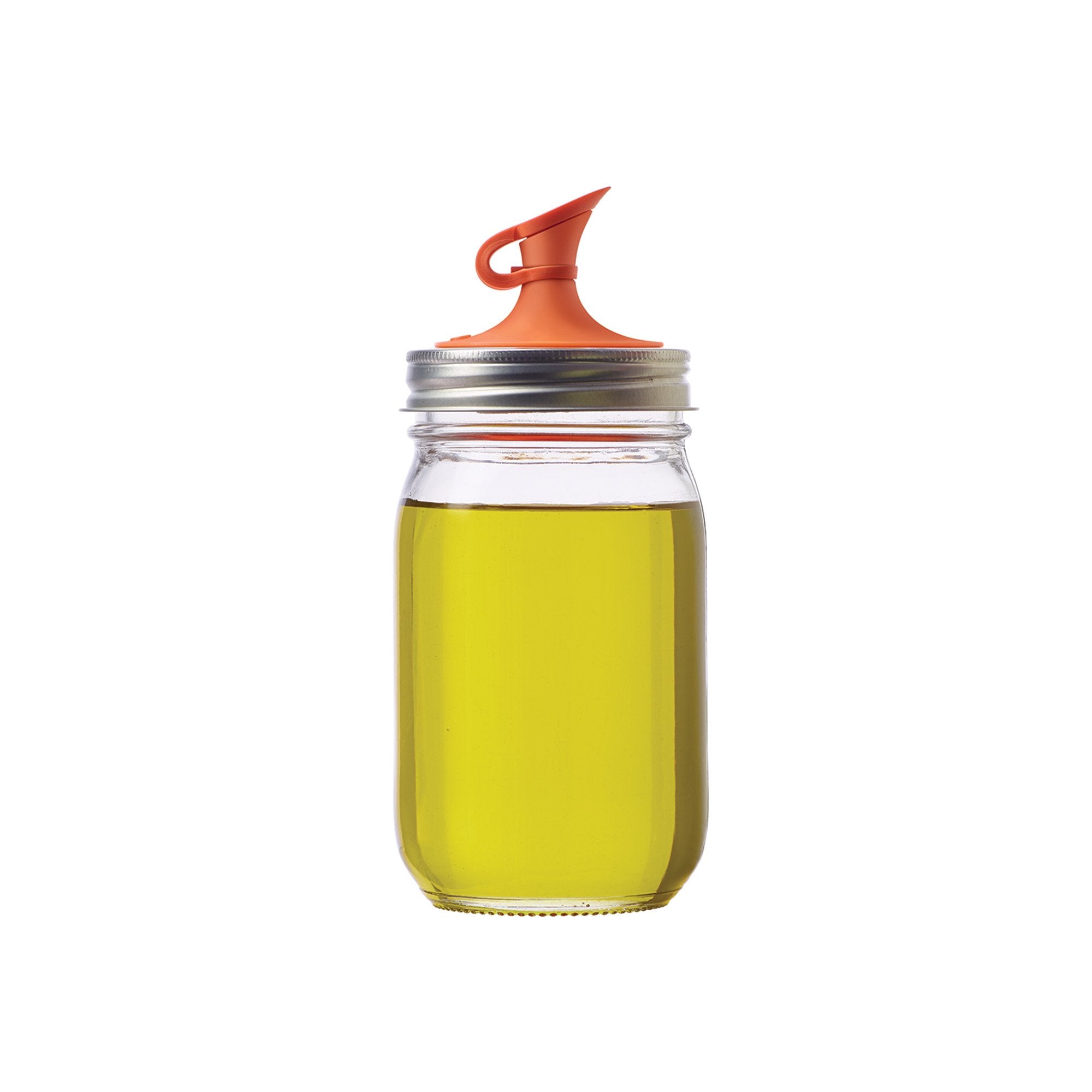 Jarware Oil Cruet Lid For Regular Mouth Mason Jars, Orange