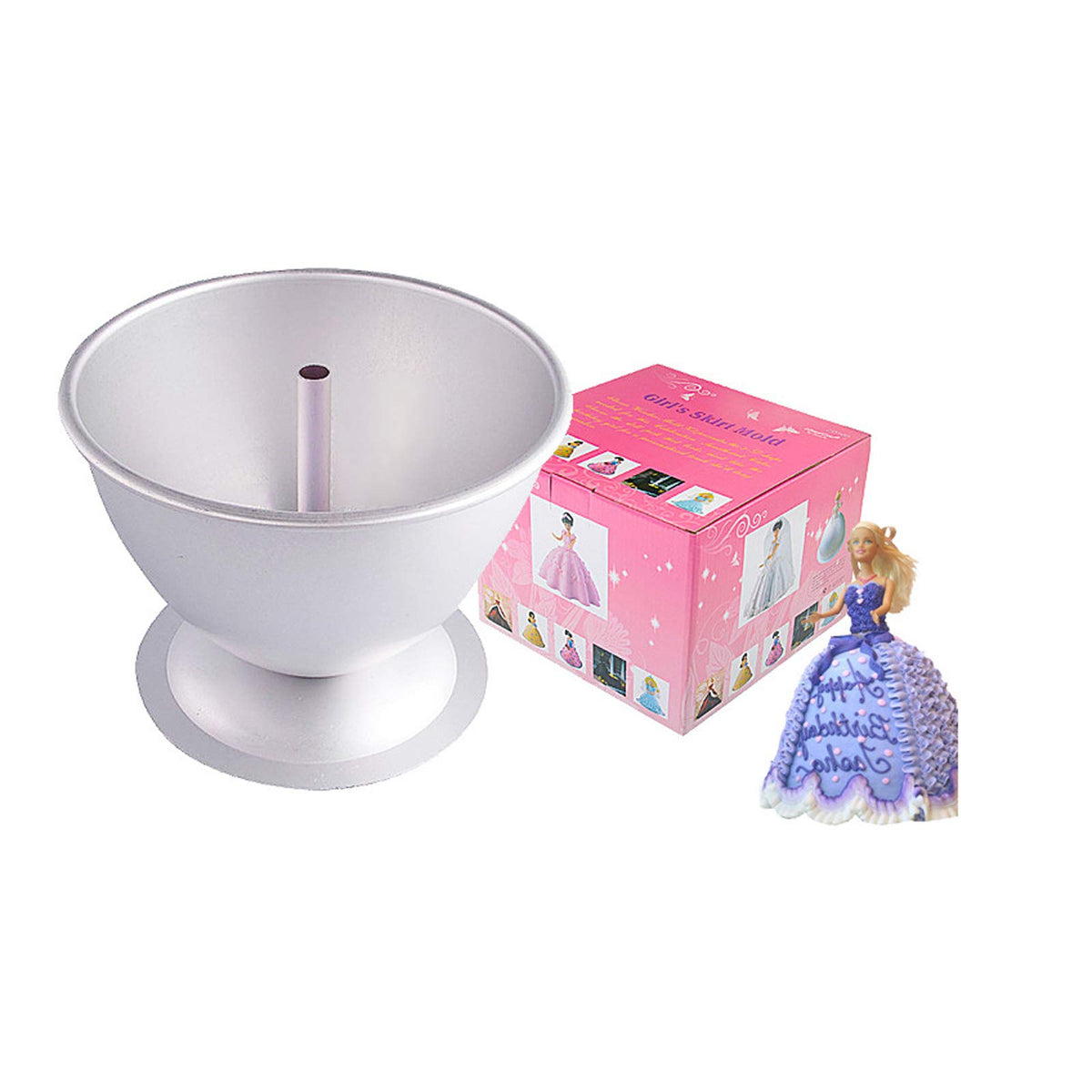 Fetesur Princess Dress Doll Cake Pan Aluminum Alloy Skirt Cake Baking Pan For Birthday And Anniversary (8 Inch)