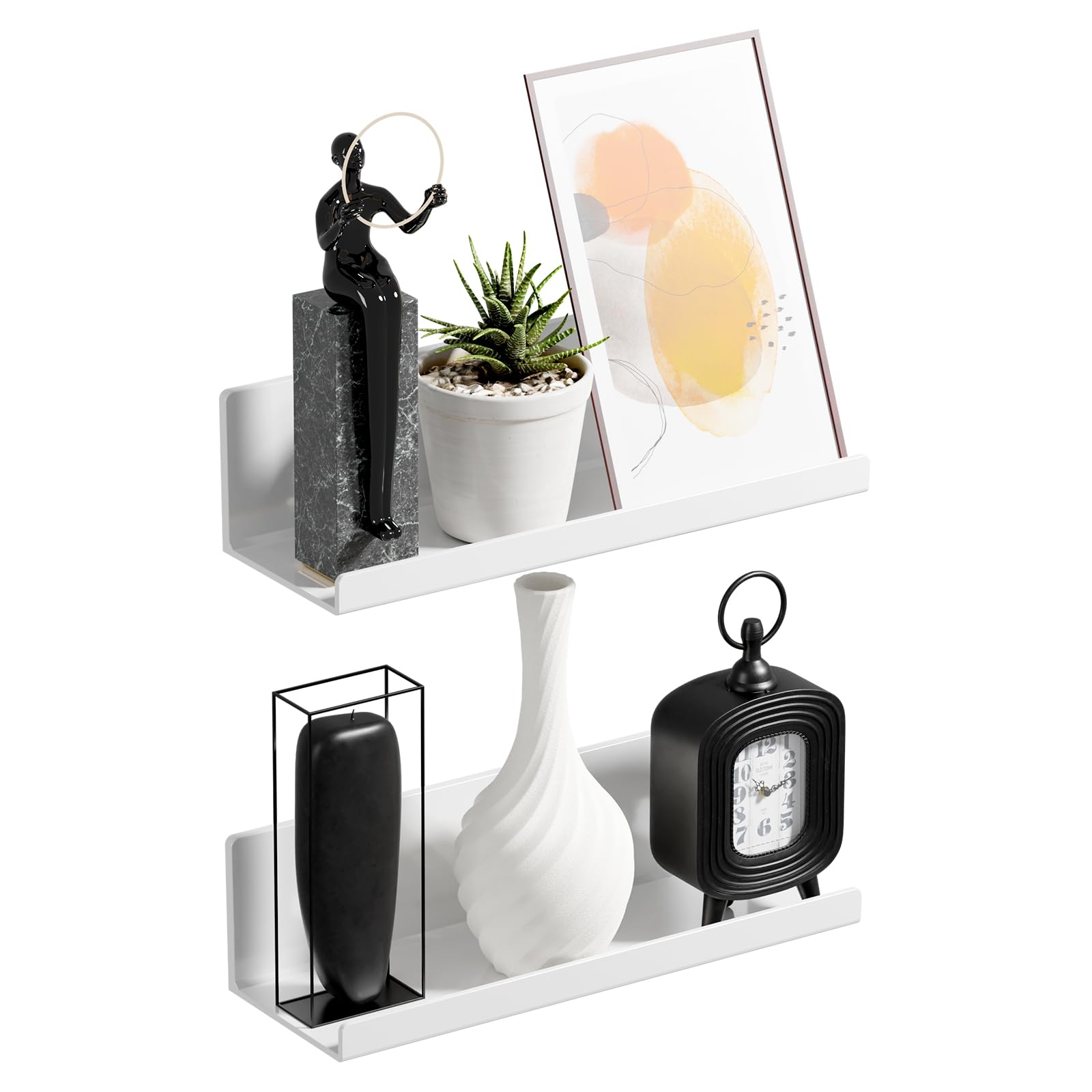 Pavstine Plastic Shower Shelves, 12 Inch White Adhesive Bathroom Shower Caddy Organizer, No Drilling Wall Mount Shower Storage F