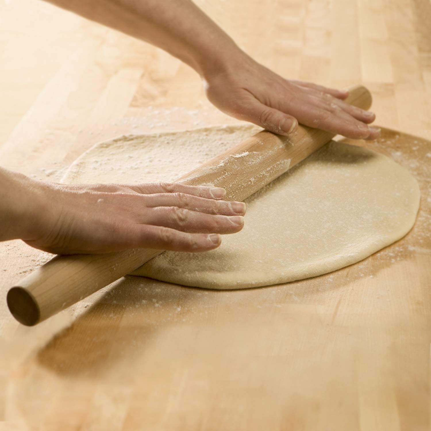 French Rolling Pin (17 Inches) -Woodenroll Pin For Fondant, Pie Crust, Cookie, Pastry, Dough -Tapered Design & Smooth Constructi