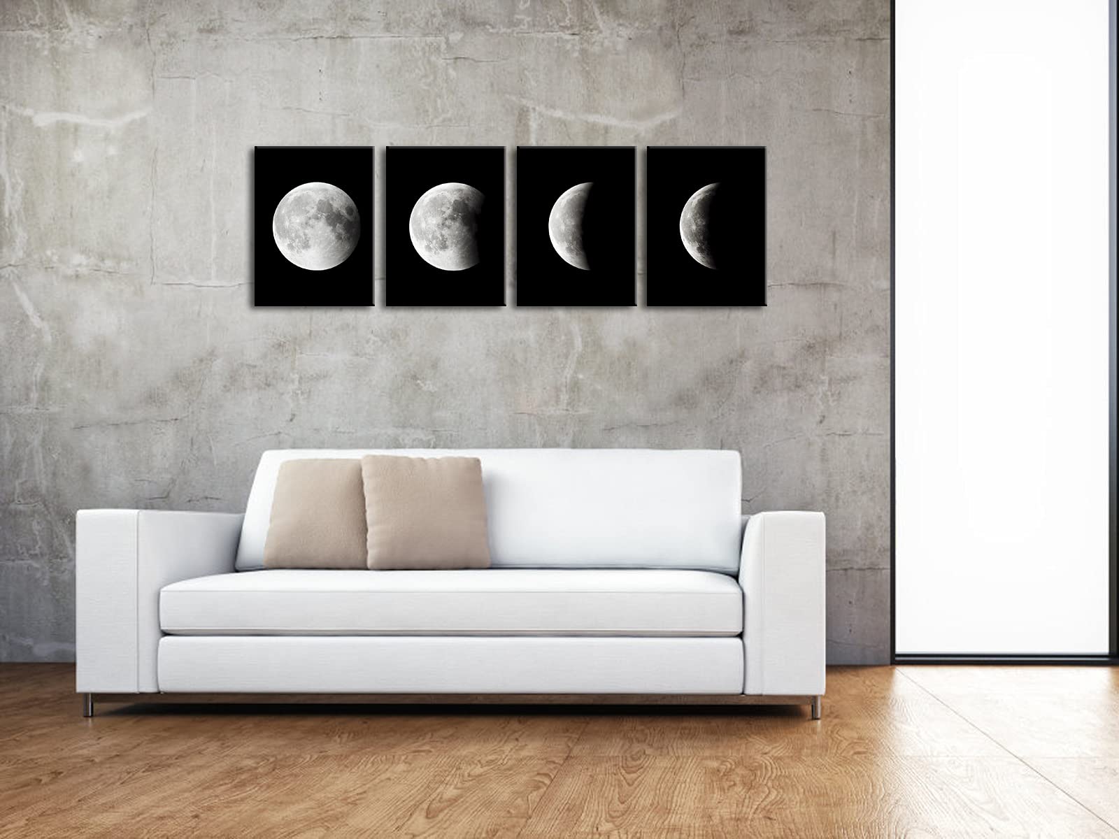 Wieco Art Eclipse Of The Moon Modern Canvas Prints Wall Decorations For Living Room Abstract Space Black And White Pictures To P