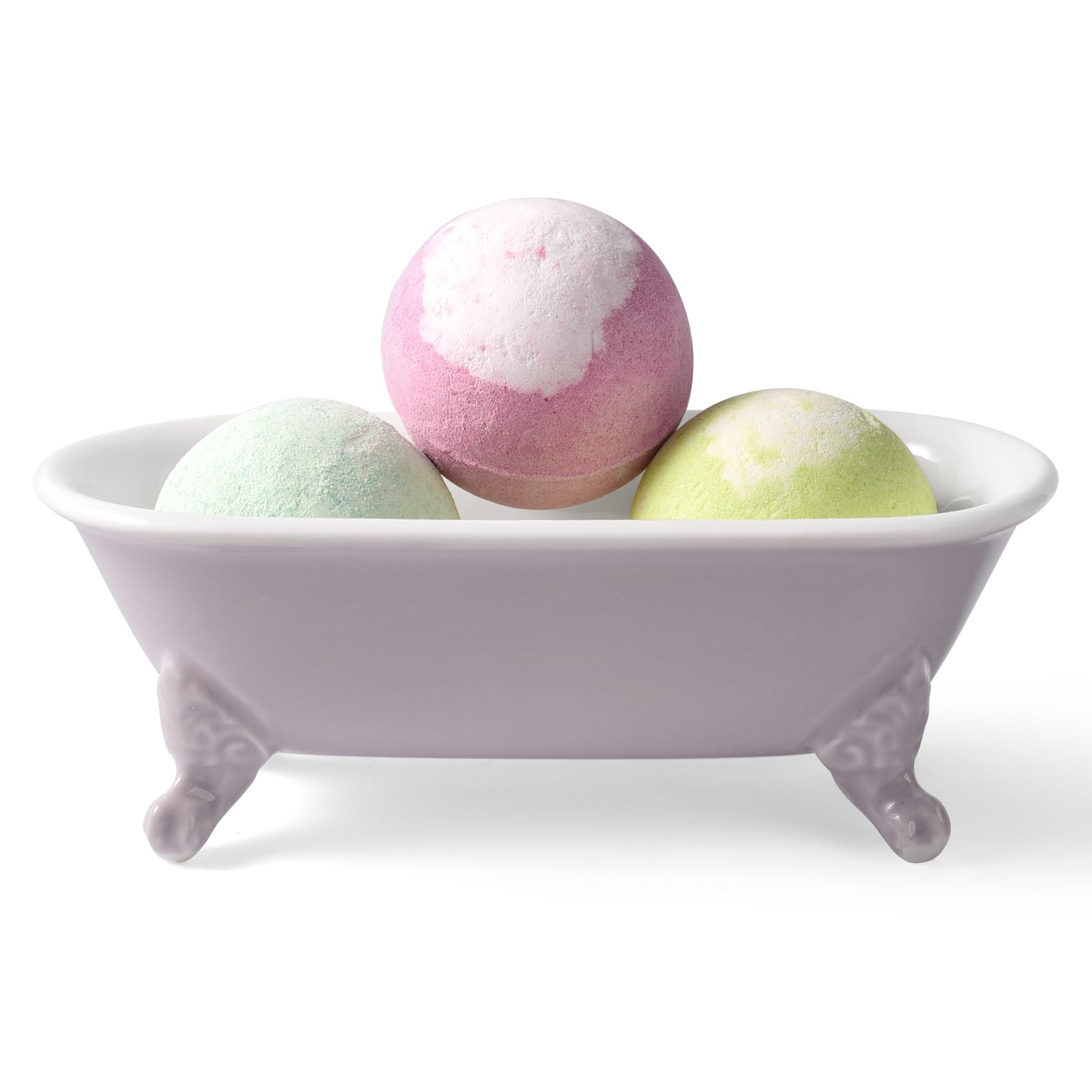 Clawfoot Bathtub Decortative Ceramic Soap Dish Holder Shower Bar Soap Tray For Bathroom Or Kitchen,1 Pack (Lavender)
