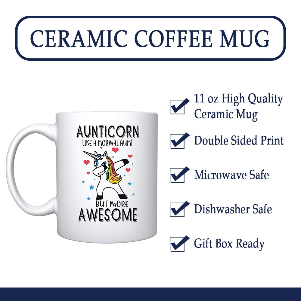 Veracco Aunticorn Like a Normal Aunt Ceramic Coffee Mug For Her Funny Birthday Gifts (White, Ceramic)