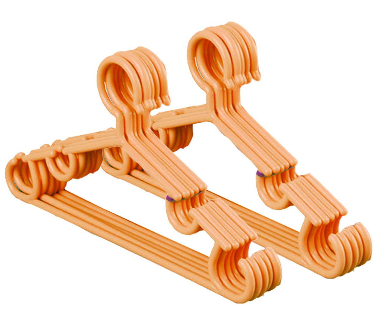 Kuber Industries Anti-Slip Baby Clothes Hanger|Heavy-Duty Plastic Baby Hanger|Hangers For Wardrobe, Closet|Pack Of 10 (Peach)