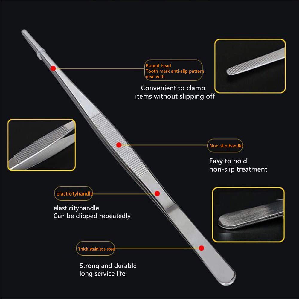 Aniso Long Tweezers- With Precision Serrated Kitchen Tweezers Tongs