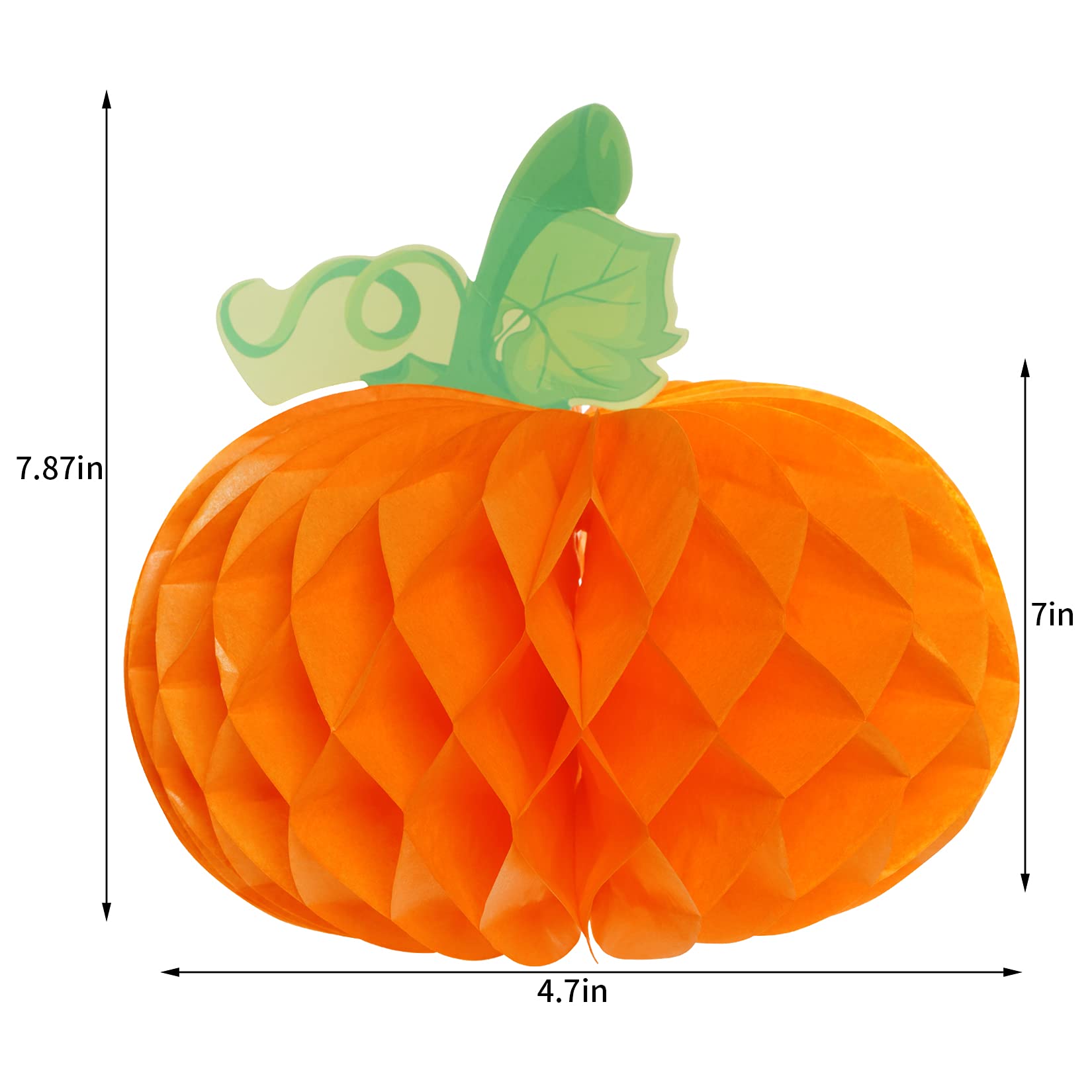 Sucrain 12 Pieces Tissue Paper Pumpkin 3D Honeycomb Pumpkins For Halloween Thanksgiving Party Favor Fall Festival Supplies (Oran