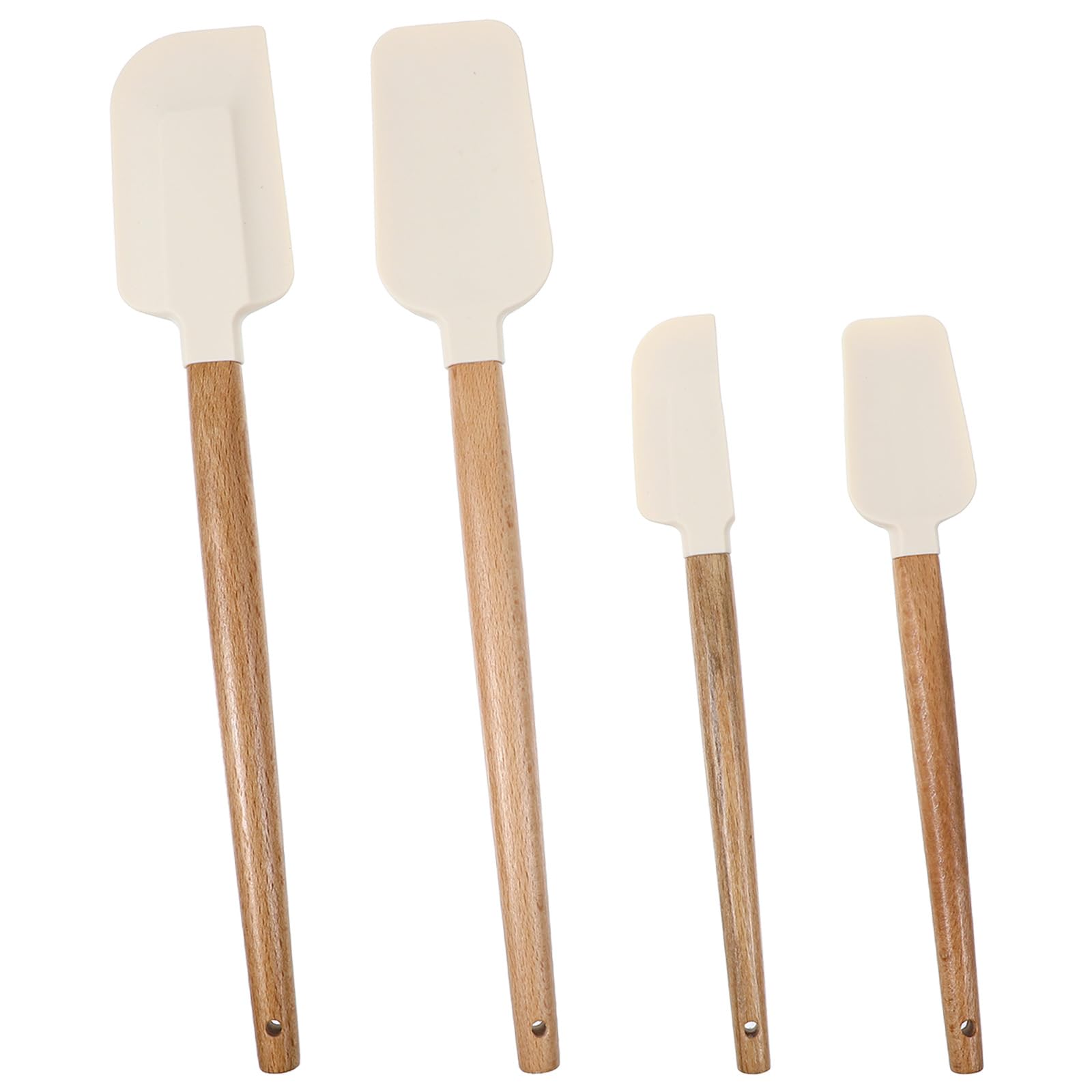 Guduling 4pcs Silicone Spatulas Wood Handle,4 Style Rubber Spatula for Jars