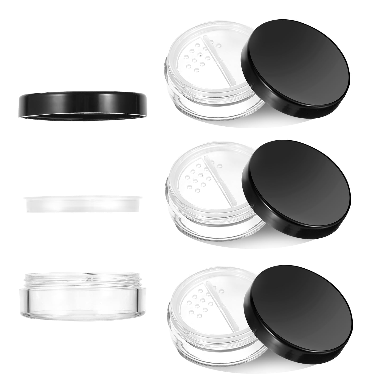 4Pcs 10Ml/0.34Oz Plastic Empty Travel Small Loose Powder Compact Refillable Loose Powder Containers Reusable No Leak Loose Powde