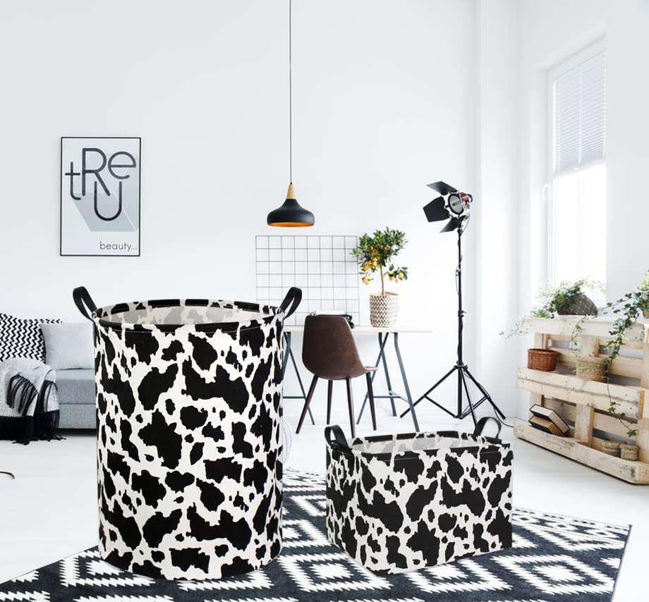 Ddbasket Rectangle Cow Basket Cow Print Storage Basket Cute Canvas Organizer Bin Kids Toy Basket For Bedroom Decor Kids Toys Boo
