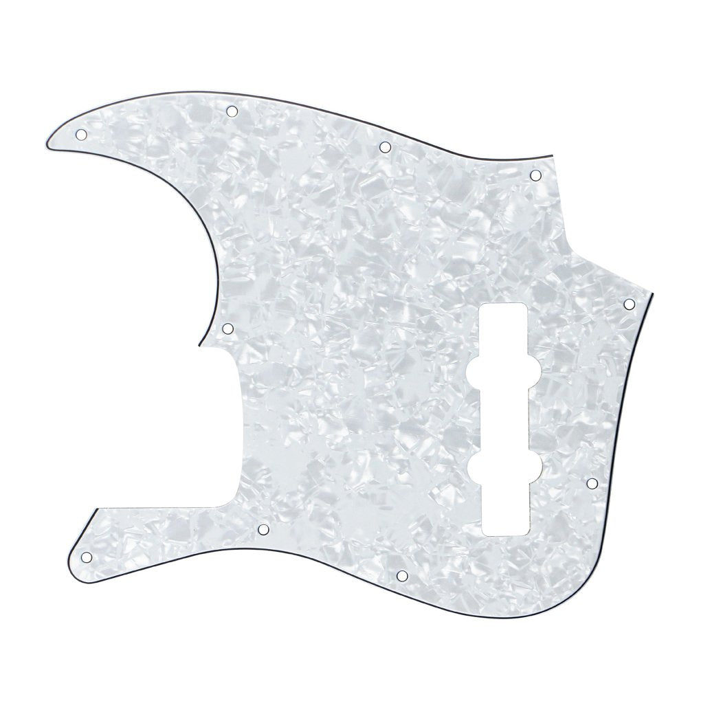 Fleor 10 Hole Jazz Bass Pickguard Scratch Plate Pick Guards For 4 Strings Americanmexican Standard Jazz Bass Part, 4Ply White Pe