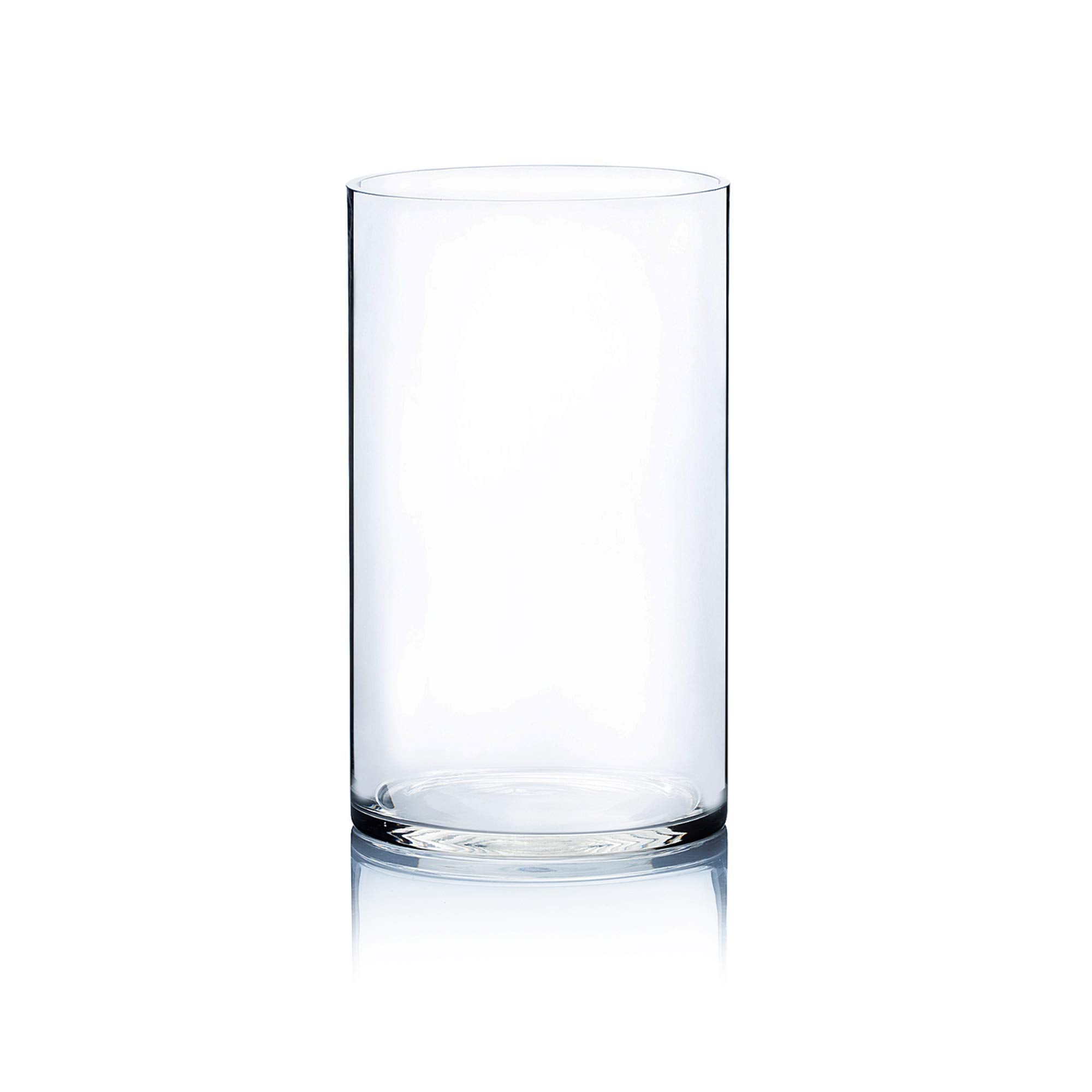 WGV Cylinder Vase, Width 7, Height 12, Clear Wide Large Diameter Flower Glassware, Floral Container, Planter Terrarium for Weddi