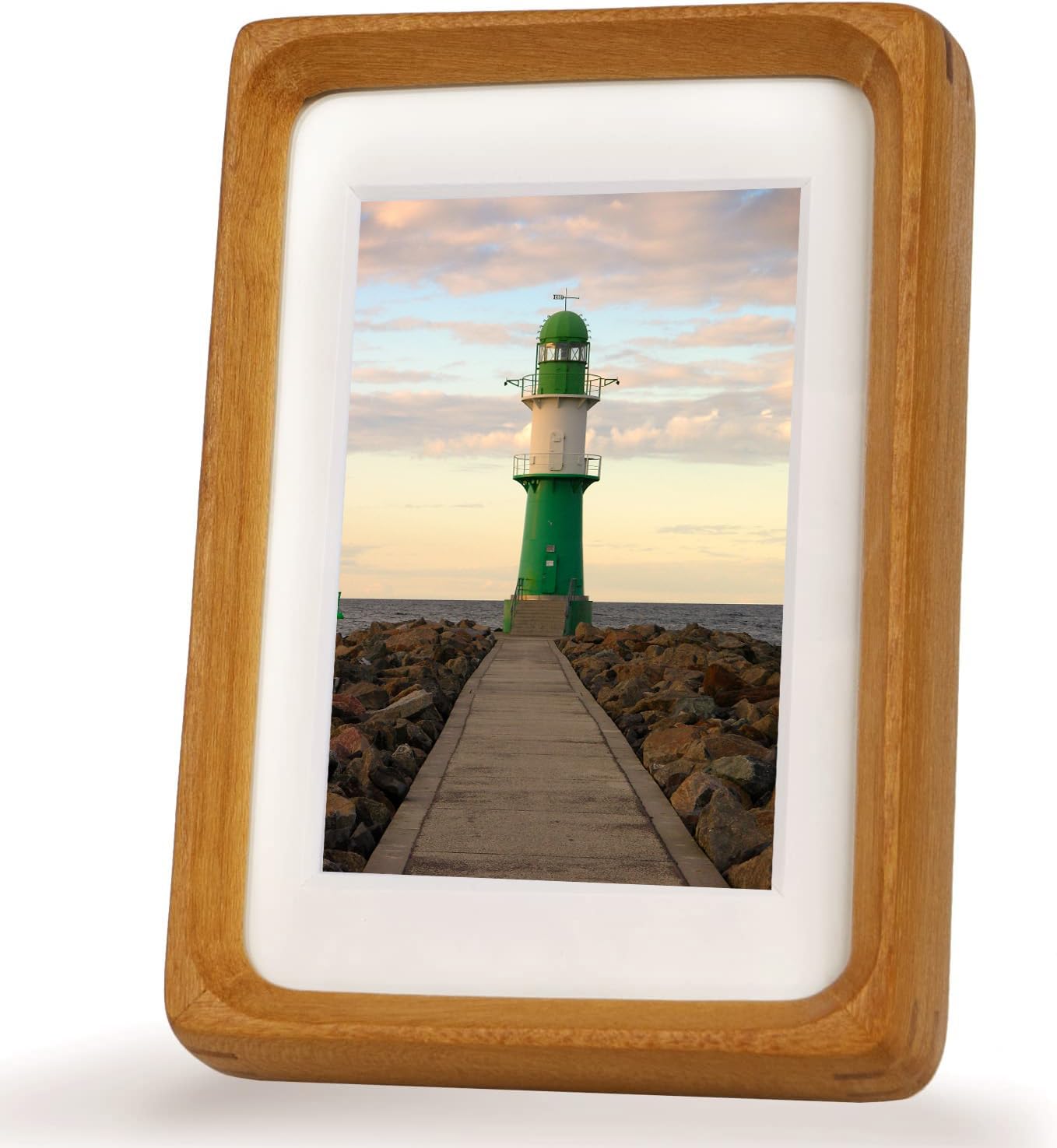 Zibrelte Natural Wood 22x28 Picture Frame, Display 18x24 Photo with Mat or 22x28 Without Mat, Solid Teak Wood Poster Frame with 