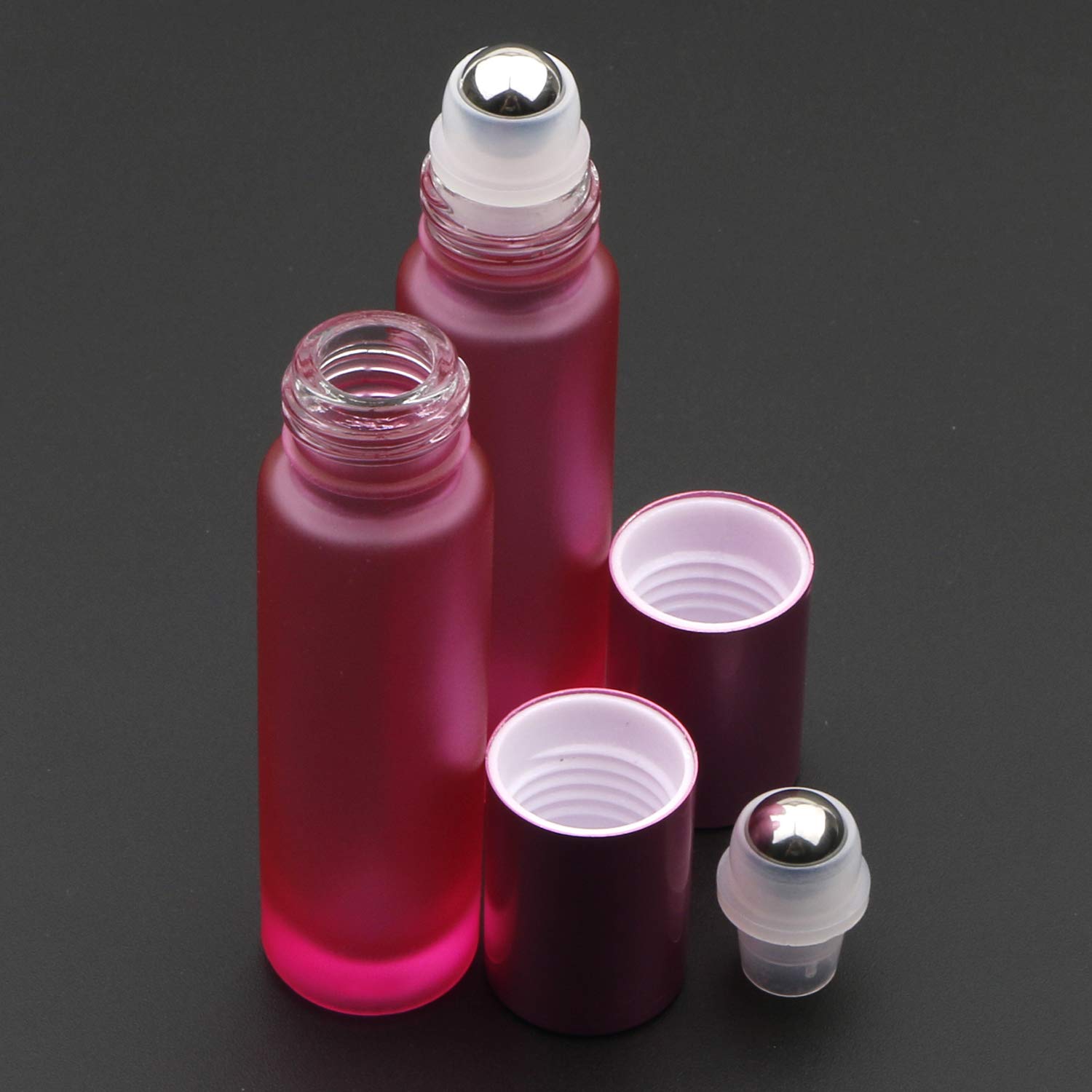Kesell 10 Pack - 5 Color 10Ml Frosted Glass Roller Bottles Vials With Stainless Steel Roller Ball For Essential Oils, Aromathera