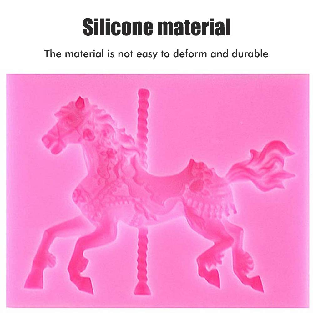 3D Carousel Horse, Silicone Fondant Cake, Cake Decorating For Carousel Cake Topper Decorations Chocolate