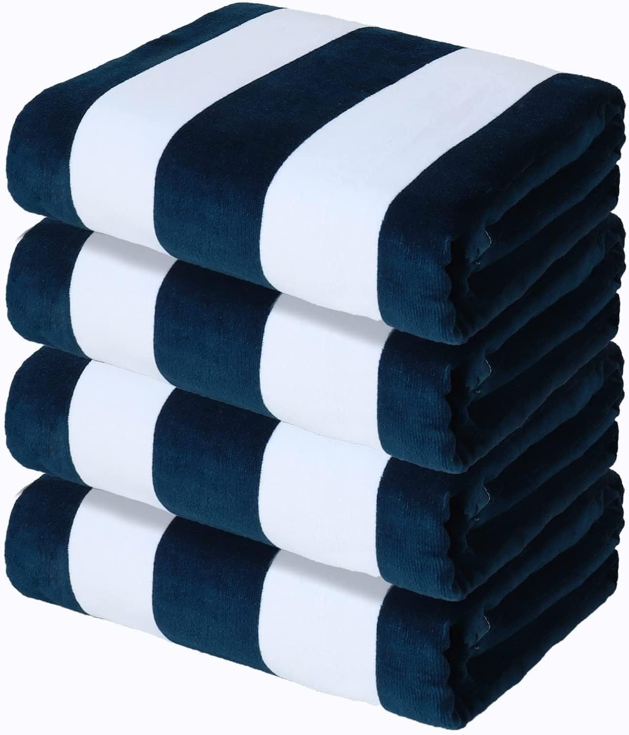 Exclusivo Mezcla 4 Pack 100% Cotton Large Beach Towels (30X60 Inches), Soft Cabana Stripe Thick Beach Towel, Super Absorbent Swi