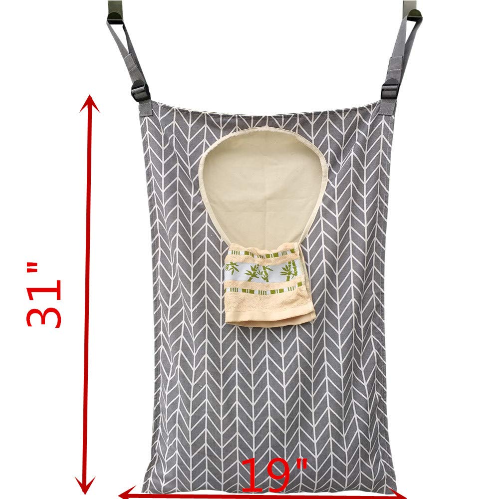 Hdhyk Adjustable Door-Hanging Laundry Hamper With Stainless Steel Hooks