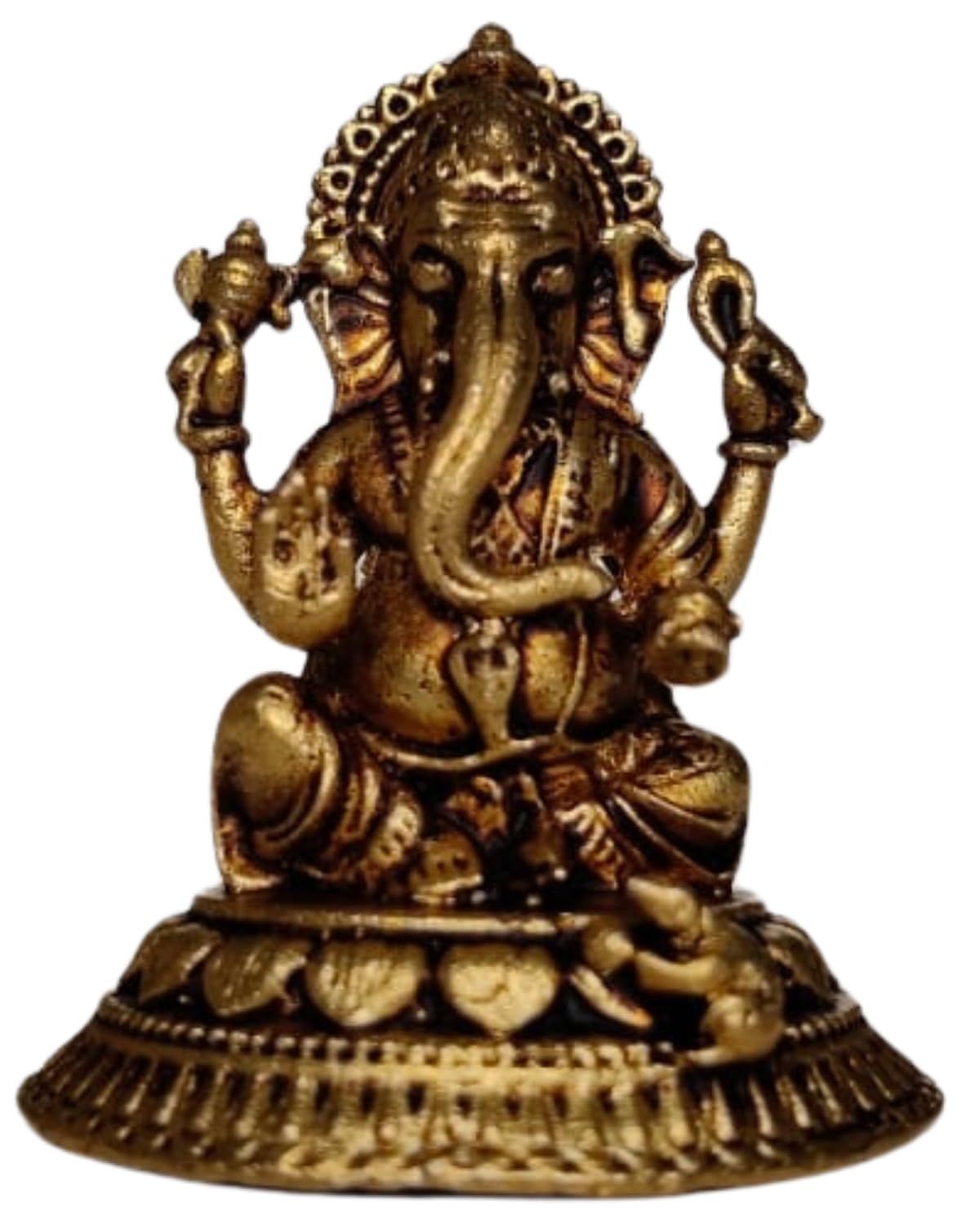 Artisanal Collection Pure Brass Lord Ganesha Idol For Home Decor, Car Dashboard & Pooja Room - Small Ganesh Ji Ki Murti Figurine