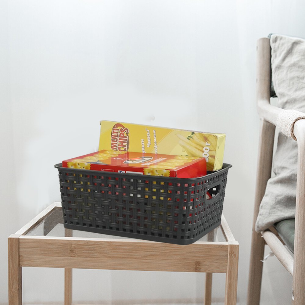 Eagrye 6-Pack 10.4-Inch x 7.6-Inch x 4.05-Inch Plastic Storage Basket  Woven Basket Bin
