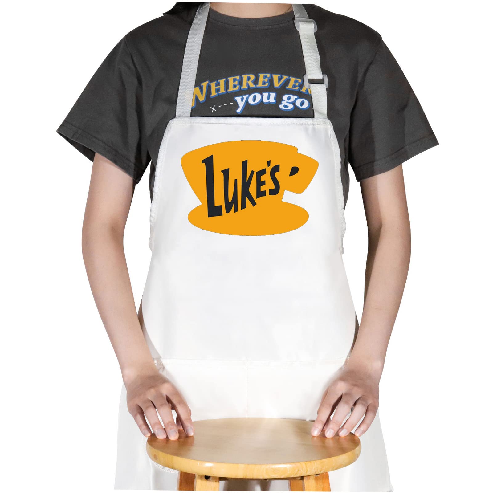 Wzmpa LukeS Diner Kitchen Apron Coffee Inspired Gift LukeS Diner Adjustable Aprons For Cooking Baking (Lukes Apron)