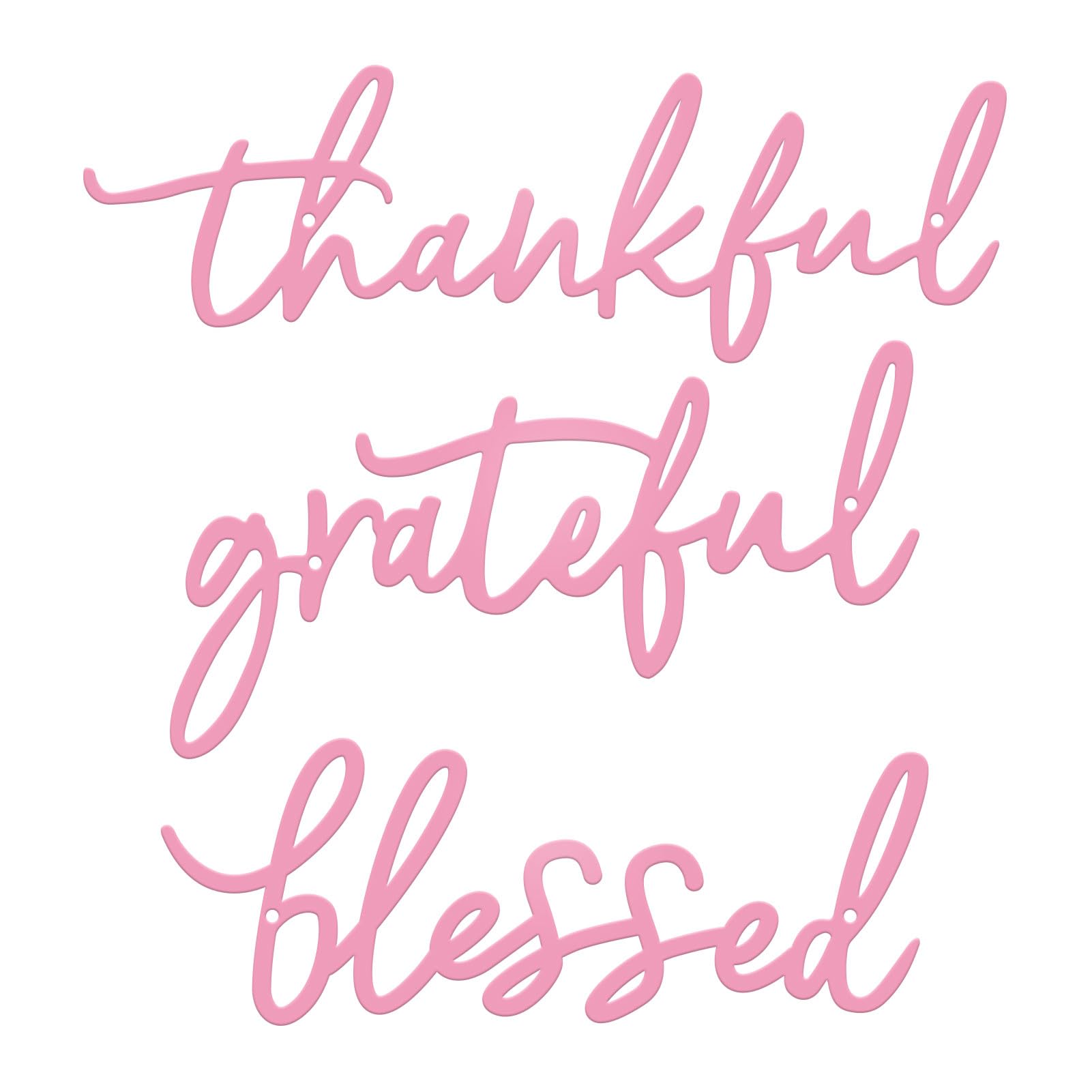 ESTART Thankful Grateful Blessed Letter Sign Metal Wall Decor, 3 Pieces Pink Letters Wall Art for Bathroom Bedroom Metal Words W