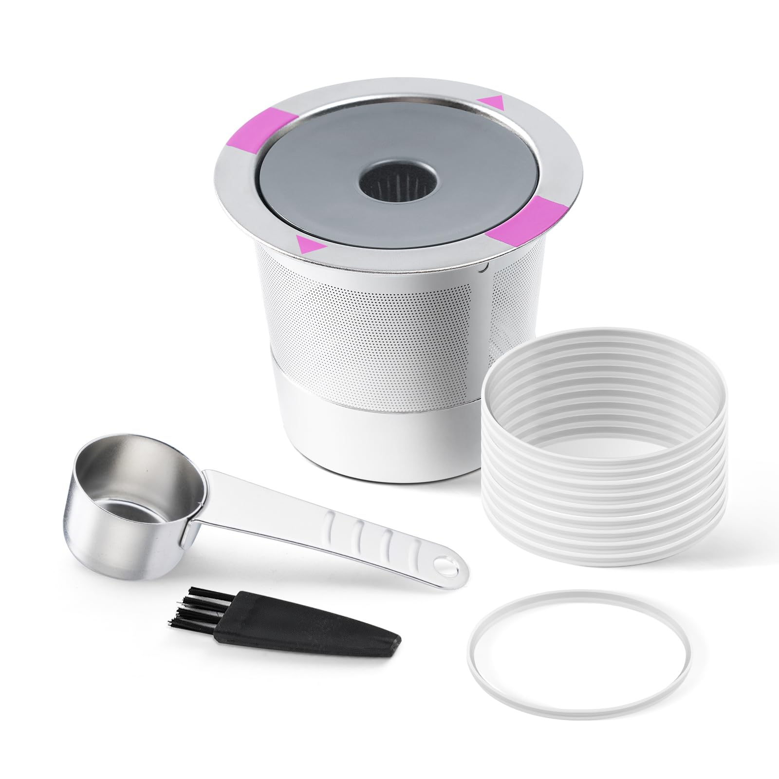 Stianless Steel Reusable K Cup Coffee Pods Compatible For K Eurig 1.0 & 2.0 Coffee Maker Refillable K-Eurig Coffee Filter With R