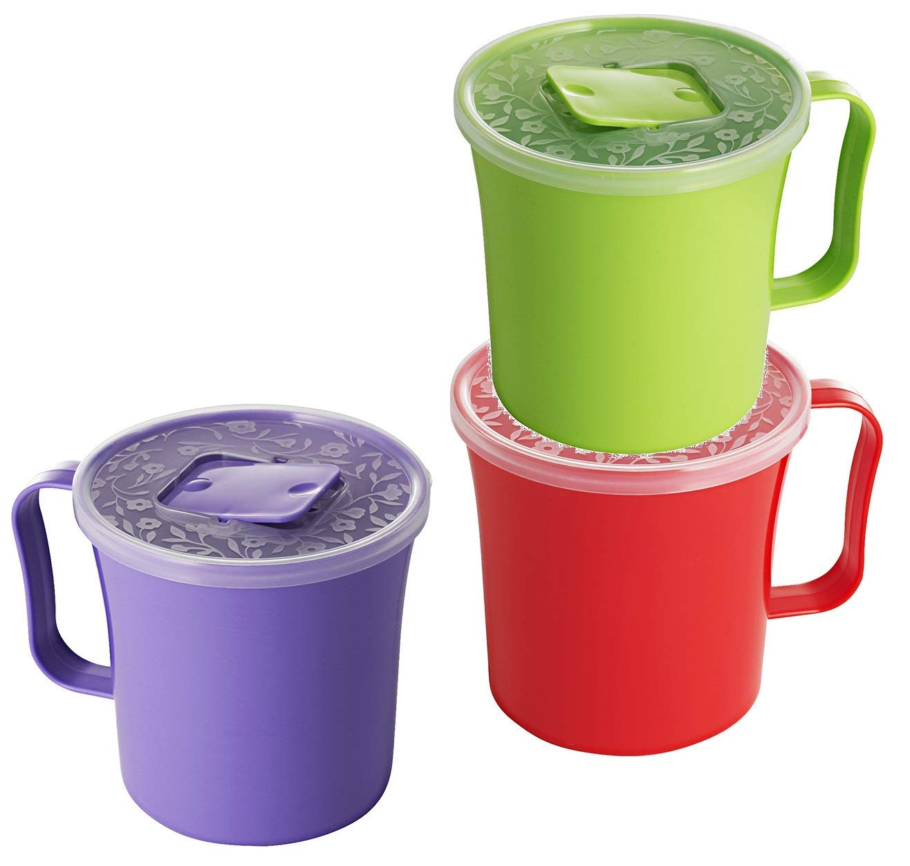 Zilpoo 3 Pack - Soup Mug With Handle And Vented Lid 37 Ounce | Plastic Microwaveable Oatmeal Cereal Cup With Cover | Microwave S