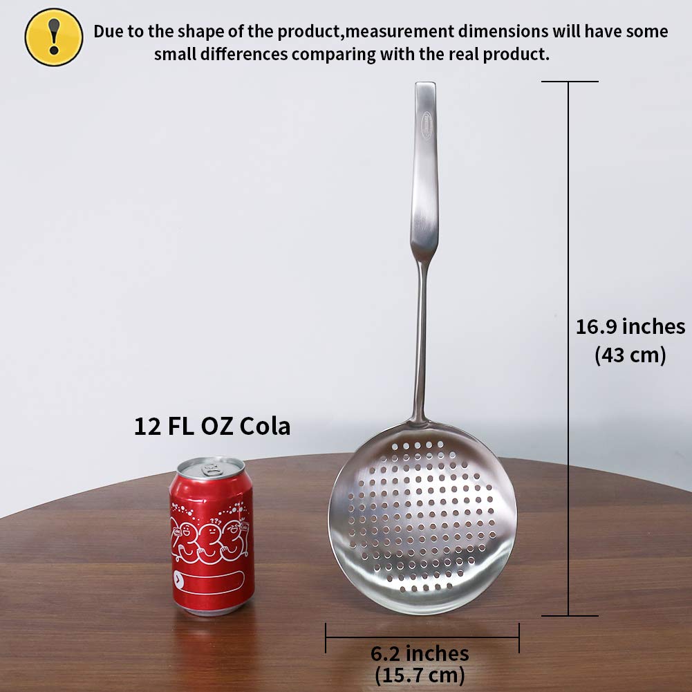 Newness Slotted Spoon, [Rustproof, Integral Forming, Durable] 304 Stainless Steel Widen Skimmer With Vacuum Ergonomic Handle, Co