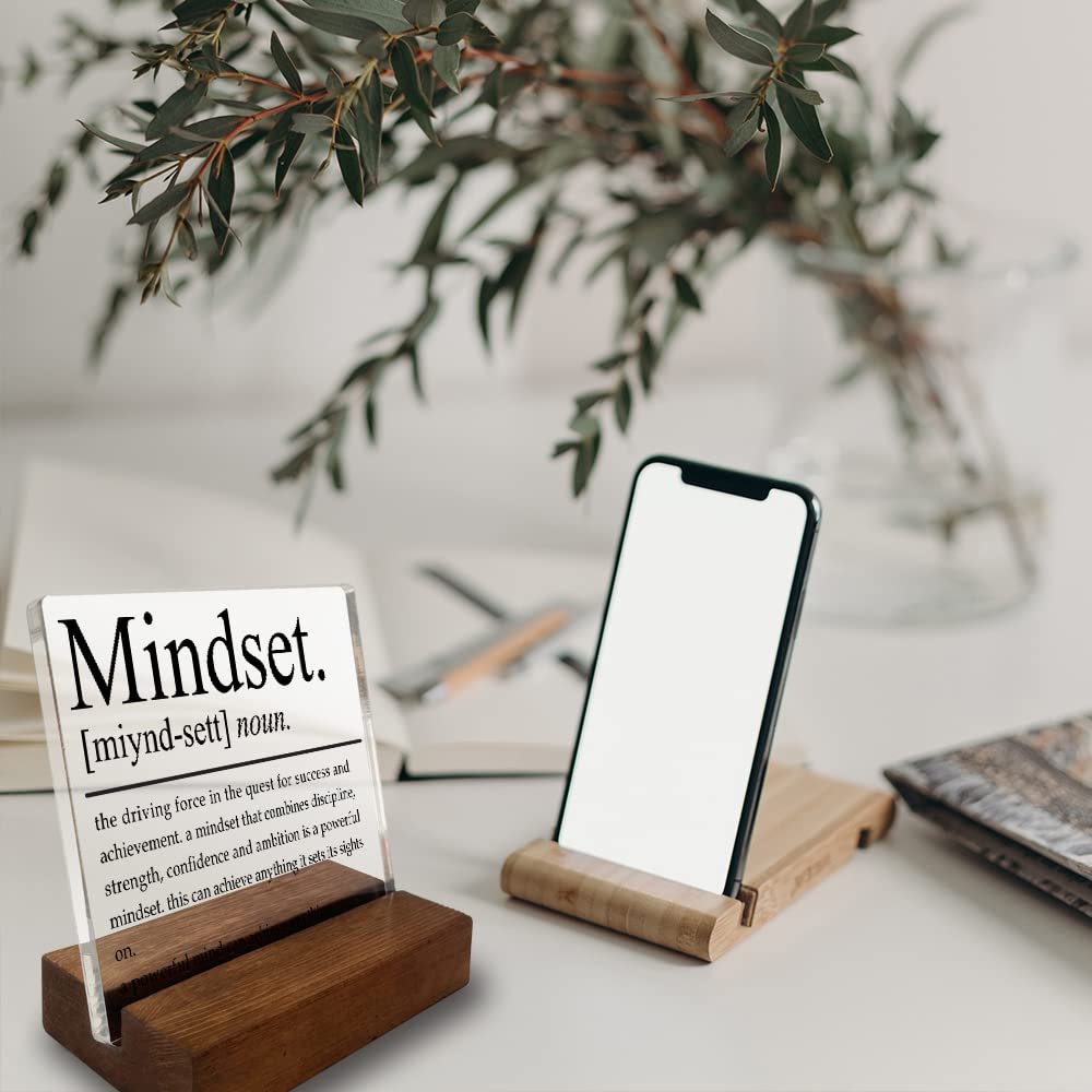 Inspirational Home Office Desk Decor, Motivational Minimalist Decor Art Acrylic Plaque With Wooden Stand Sign Home Office Desk S