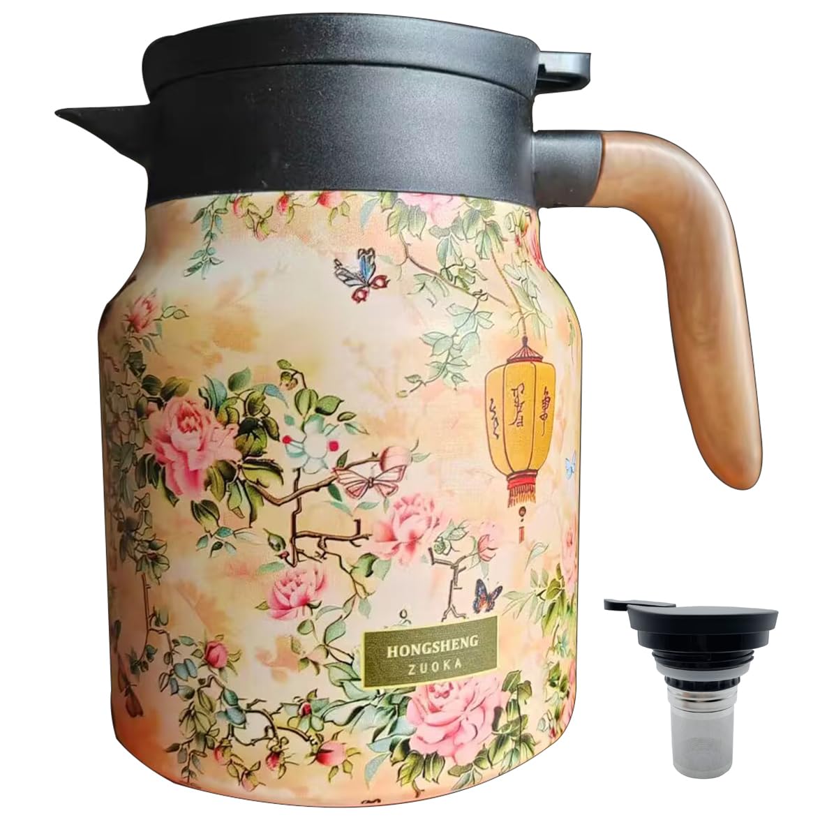 Teapot with Infuser Stainless Steel, Thermal Carafe Vintage Floral