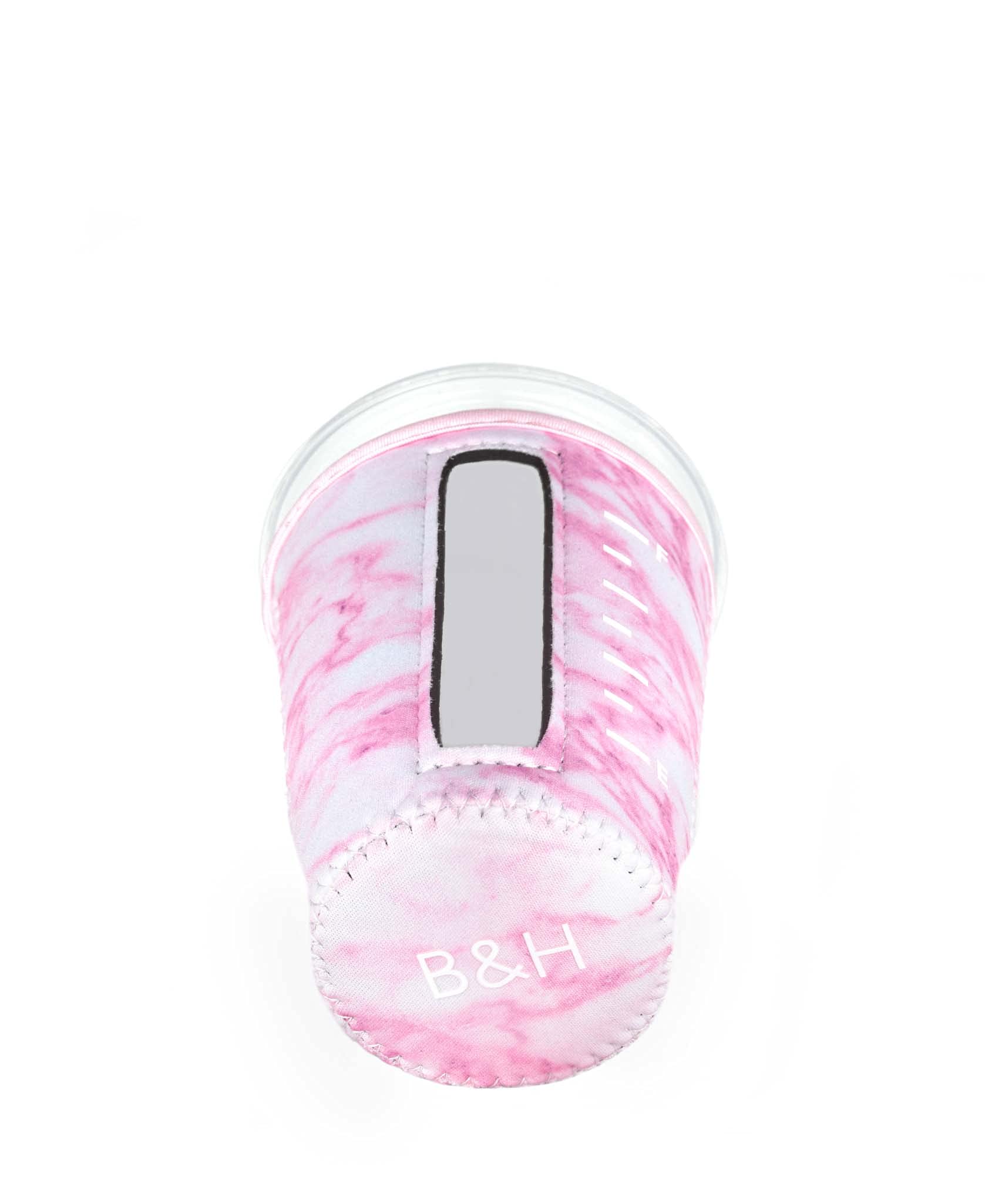 Reusable Insulator Neoprene Cup Sleeve For Iced Beverages And Coffee (Light Pink Marble, Large)