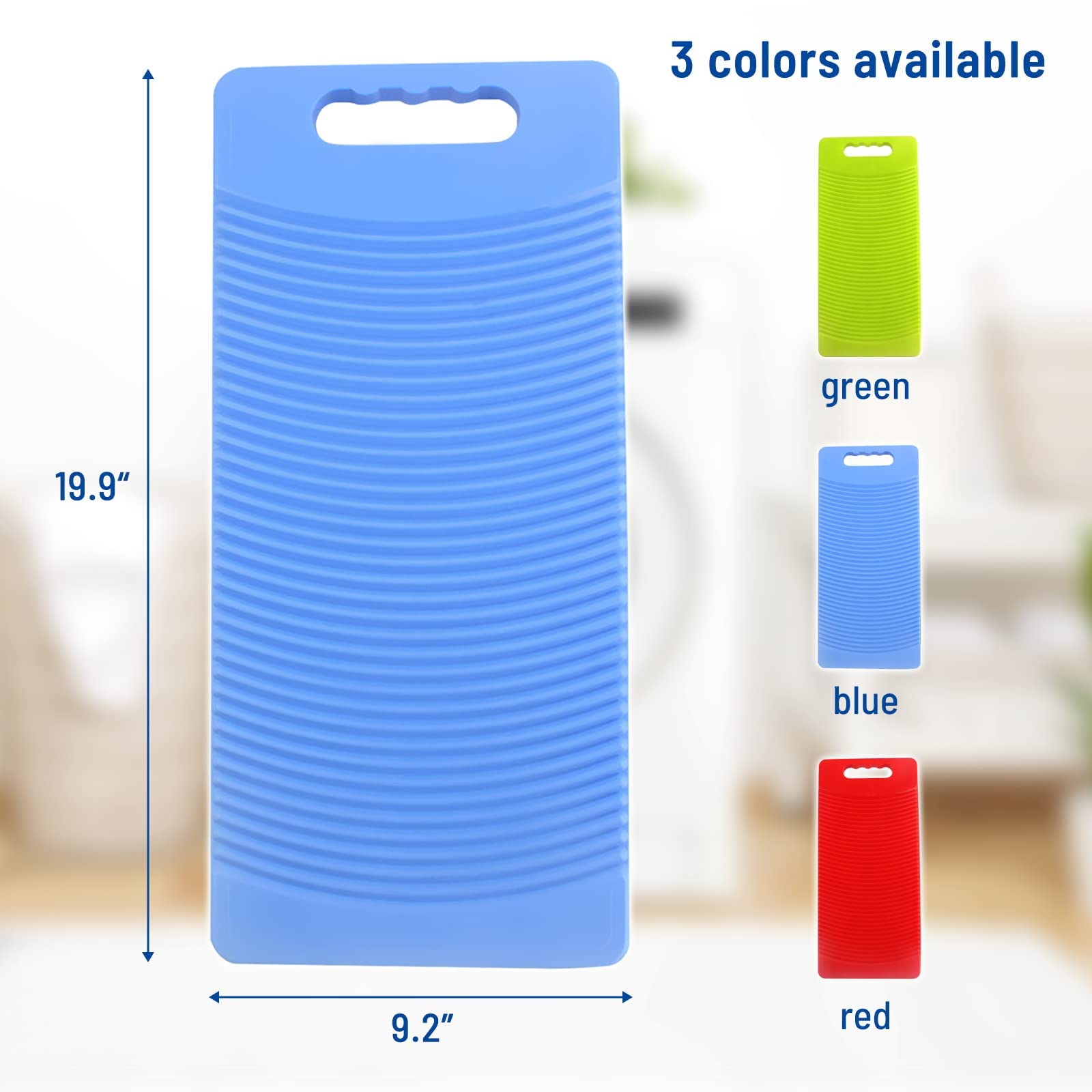 Mzd Plastic Rectangle Washboard Washing Clothes Board 50Cm Long (Blue)