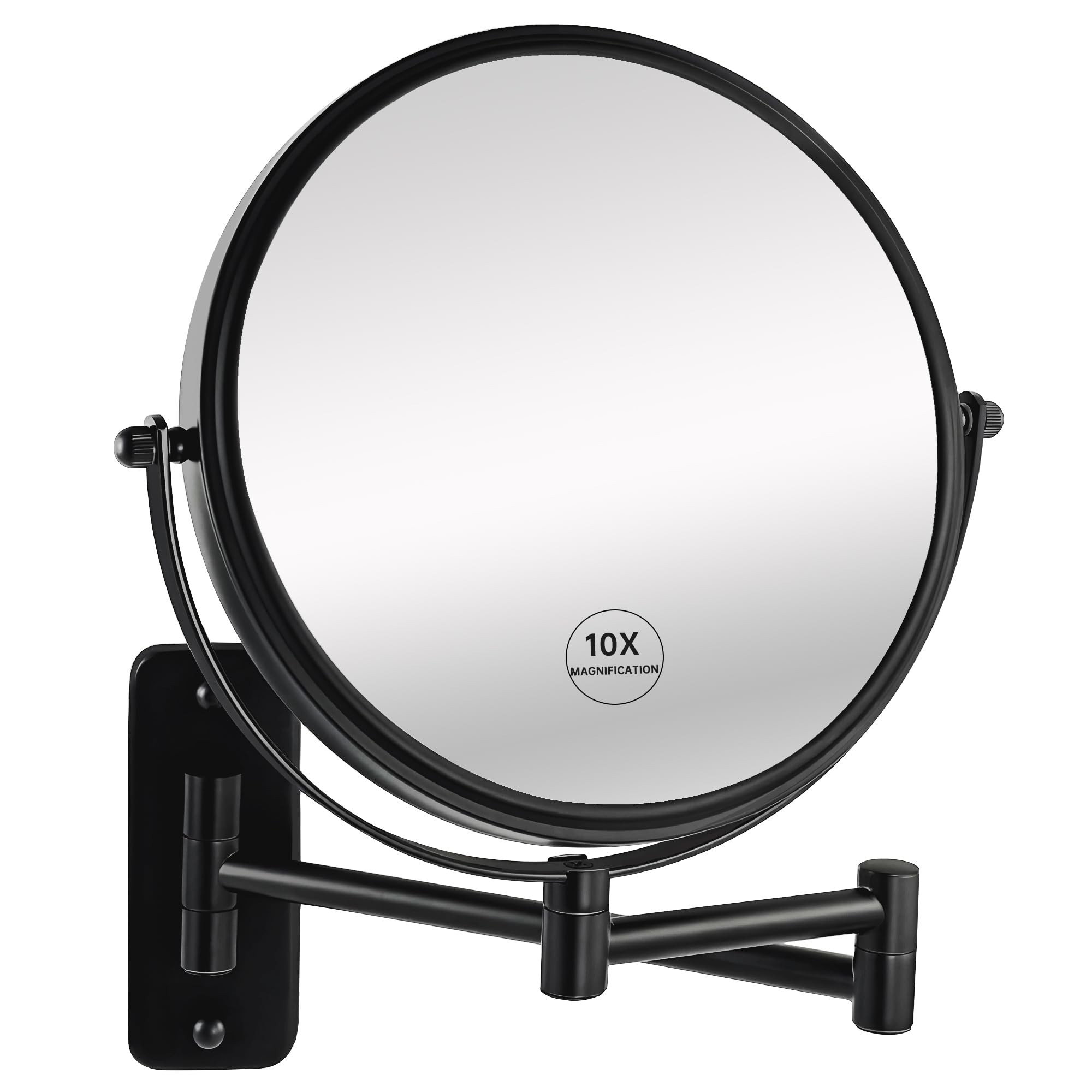 Janeeva 8'' Wall Mounted Makeup Mirror, 1X/10X Magnifying Mirror With 360 Extendable Arm Mirror For Bathroom-Double Sided Vanity