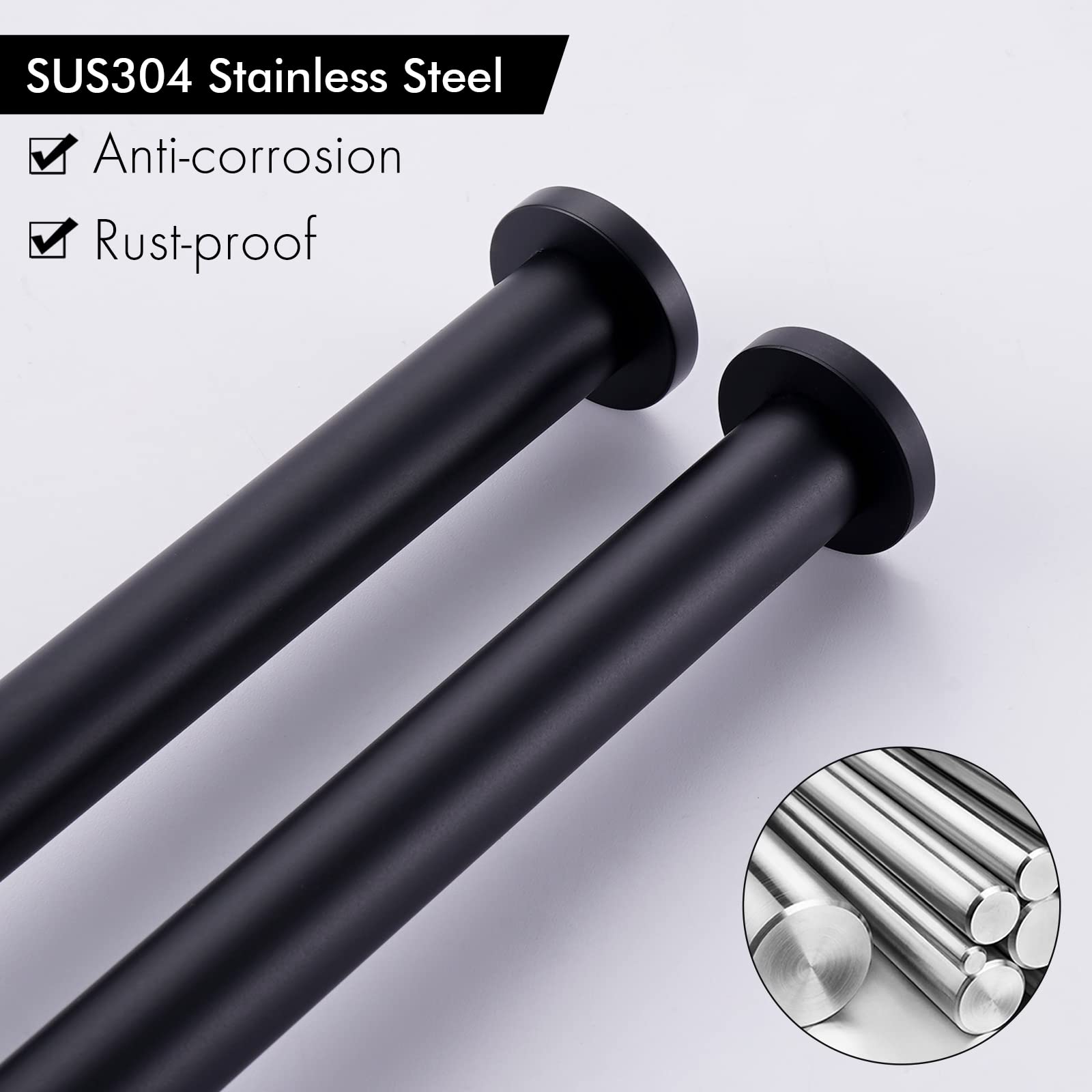 KES Black Swivel Towel Bar for Bathroom 9-Inch Swing Out Double Towel Bar 2-Arm Kitchen Wall Mounted SUS 304 Stainless Steel Matte Black  A2106S23-BK