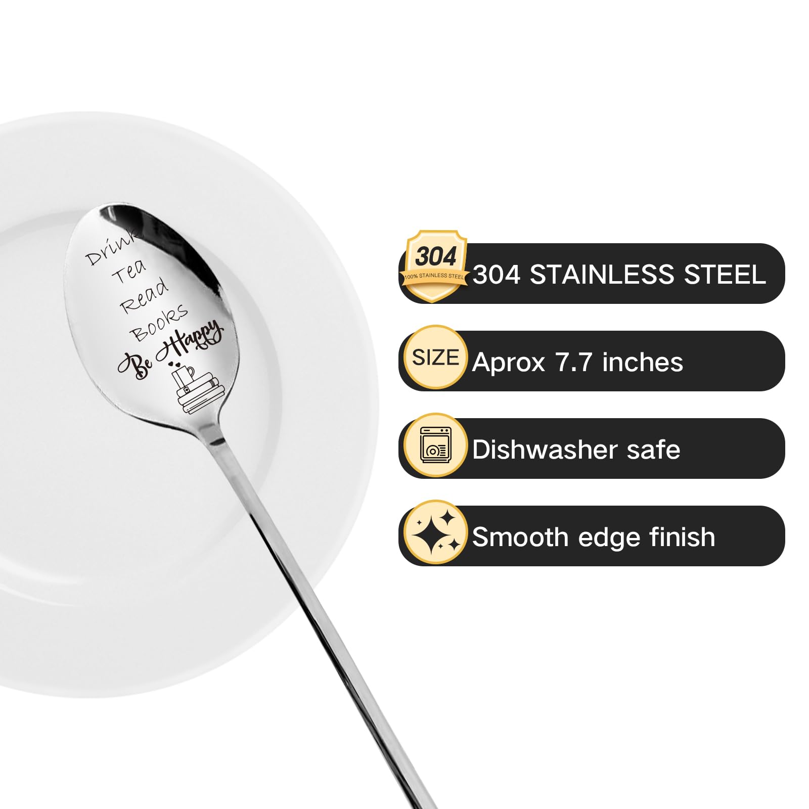 Drink Tea Read Book Spoon Gift For Tea Lover Or Book Lover Graduation Gift