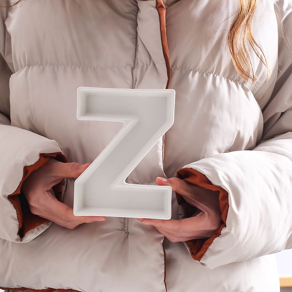 Coffeezone Porcelain Letter Shape Nuts Candy Dish & Plates for Wedding Party Decoration (Letter Z)
